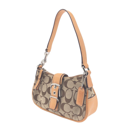 COACH コーチ シグネチャー ベージュ シルバー金具 キャンバス 6362 ハンドバッグ アクセサリーポーチ  レディース