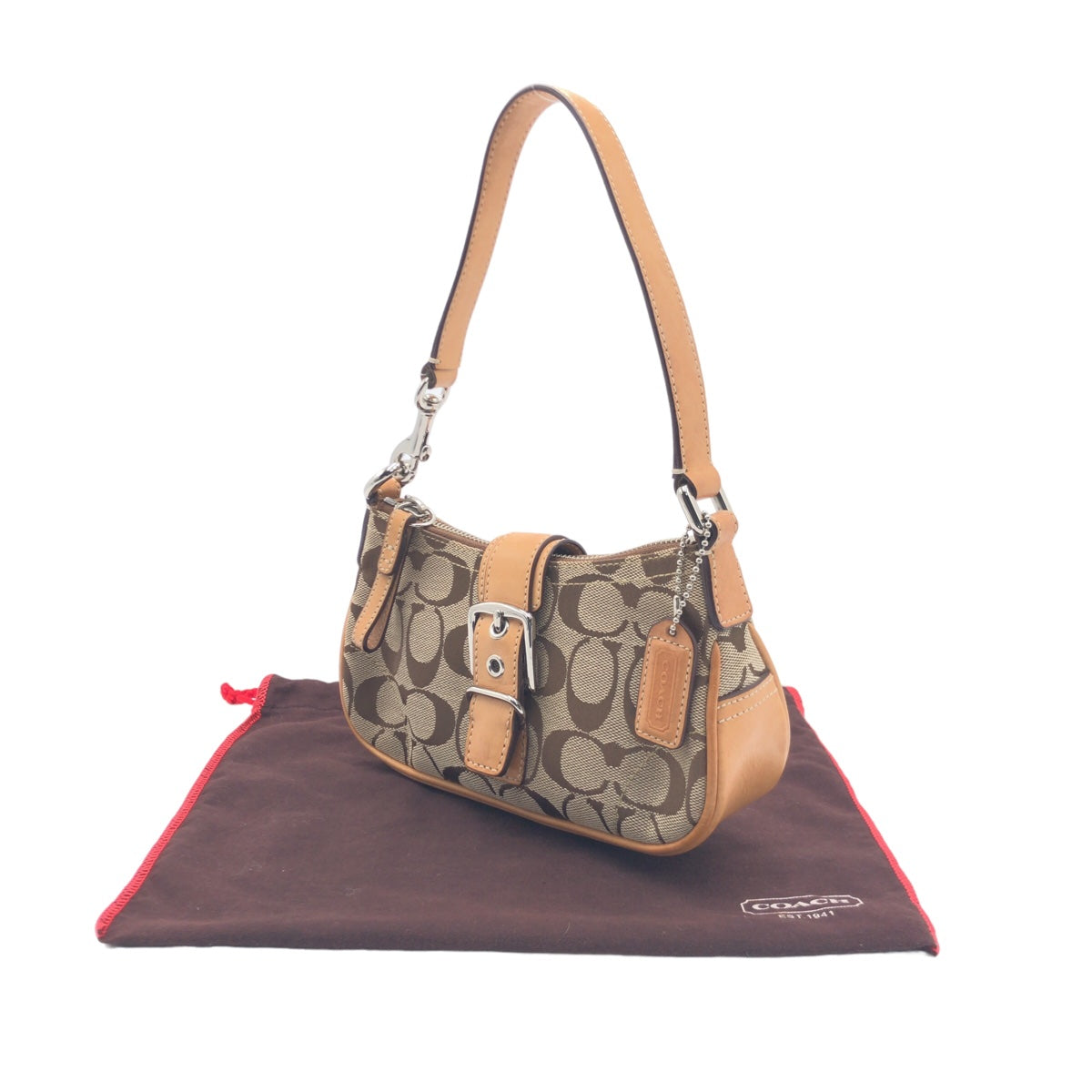 COACH コーチ シグネチャー ベージュ シルバー金具 キャンバス 6362 ハンドバッグ アクセサリーポーチ  レディース