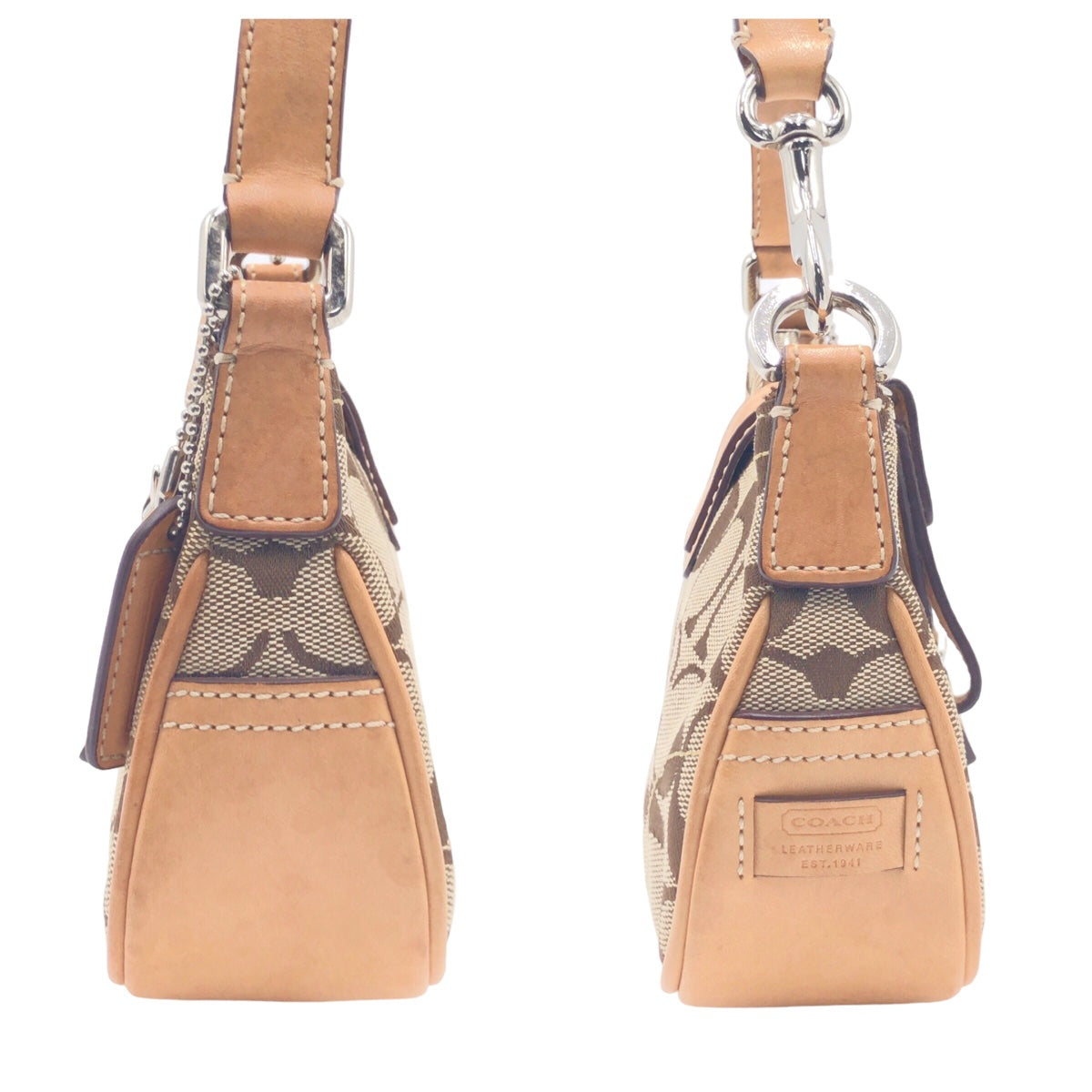 COACH コーチ シグネチャー ベージュ シルバー金具 キャンバス 6362 ハンドバッグ アクセサリーポーチ  レディース