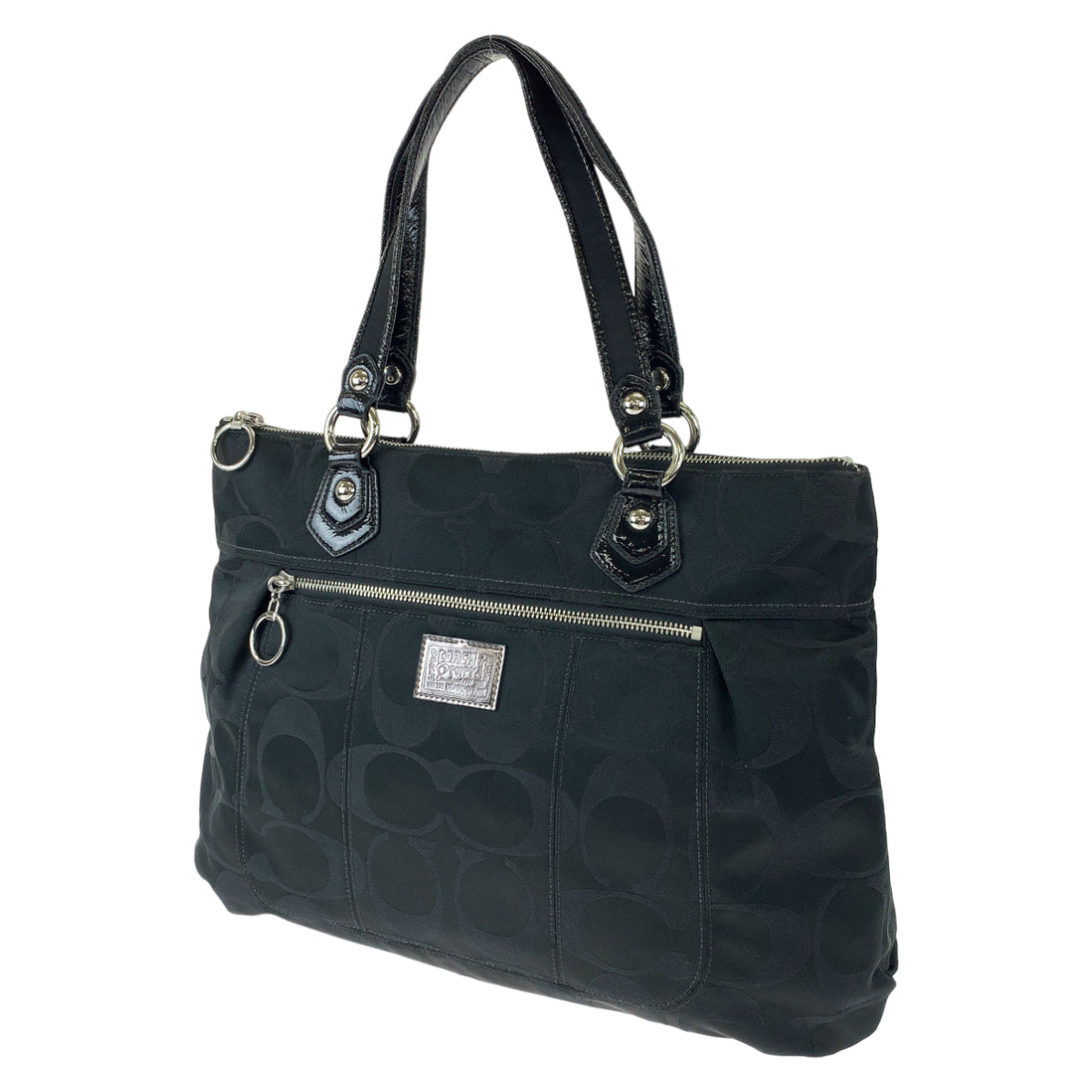 COACH コーチ ポピー シグネチャー ブラック 黒 サテン 18351 トートバッグ ハンドバッグ  レディース