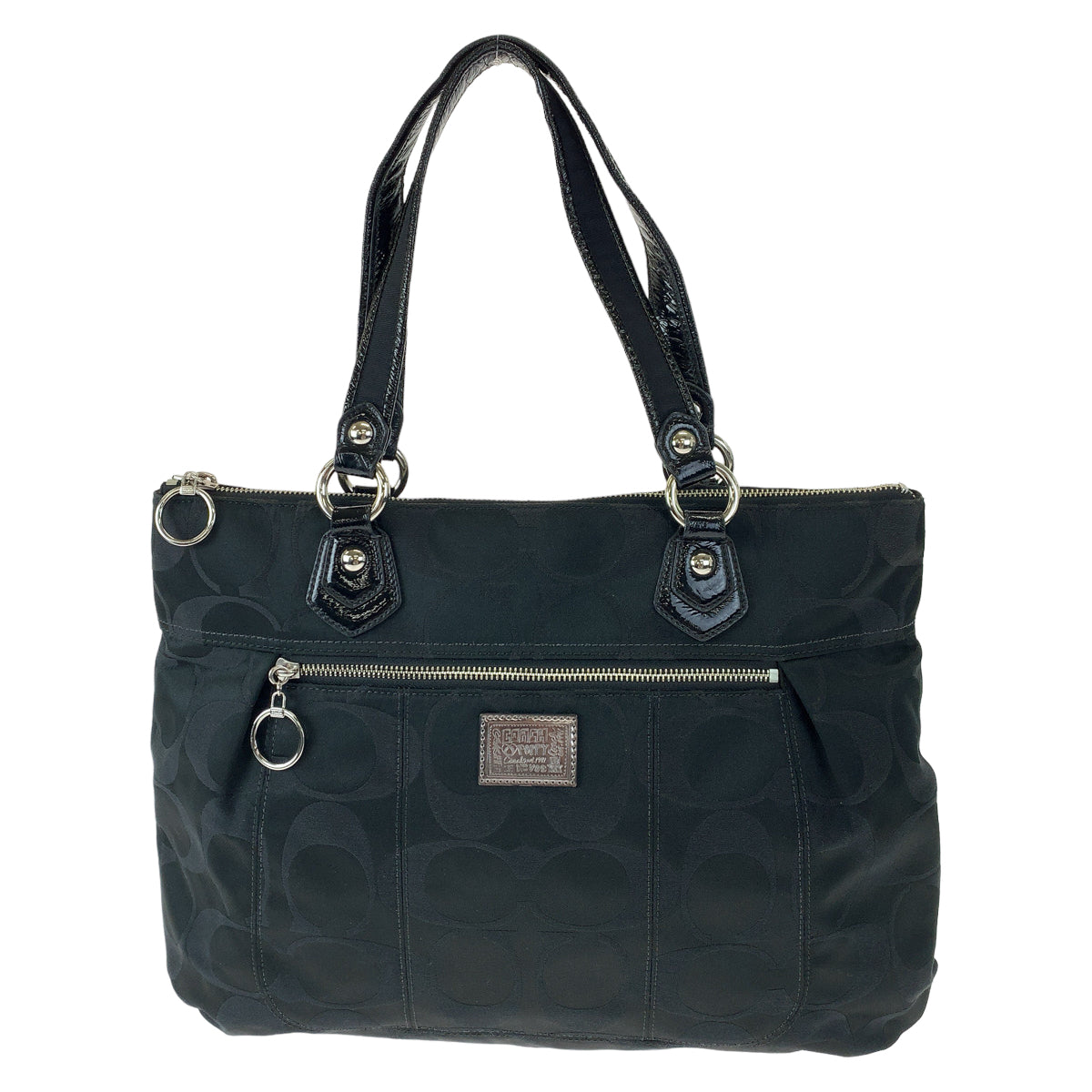 COACH コーチ ポピー シグネチャー ブラック 黒 サテン 18351 トートバッグ ハンドバッグ  レディース