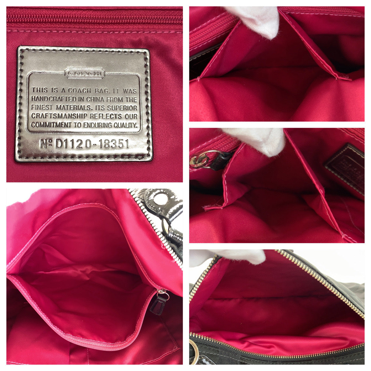 COACH コーチ ポピー シグネチャー ブラック 黒 サテン 18351 トートバッグ ハンドバッグ  レディース