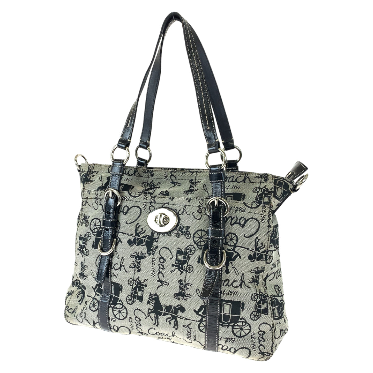 COACH コーチ ホースアンドキャリッジ グレー 灰色 キャンバス / レザー F14033 ハンドバッグ トートバッグ  レディース
