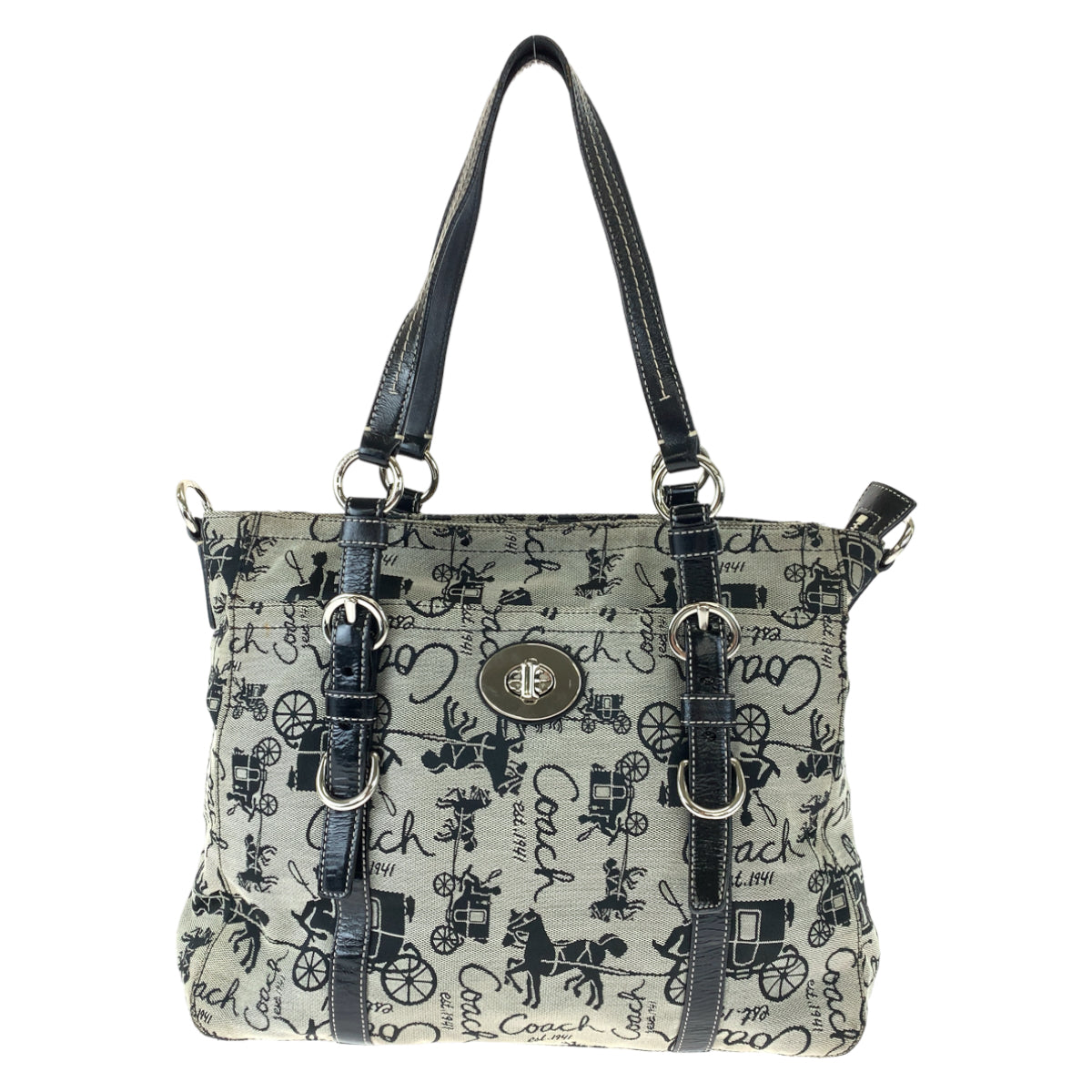 COACH コーチ ホースアンドキャリッジ グレー 灰色 キャンバス / レザー F14033 ハンドバッグ トートバッグ  レディース