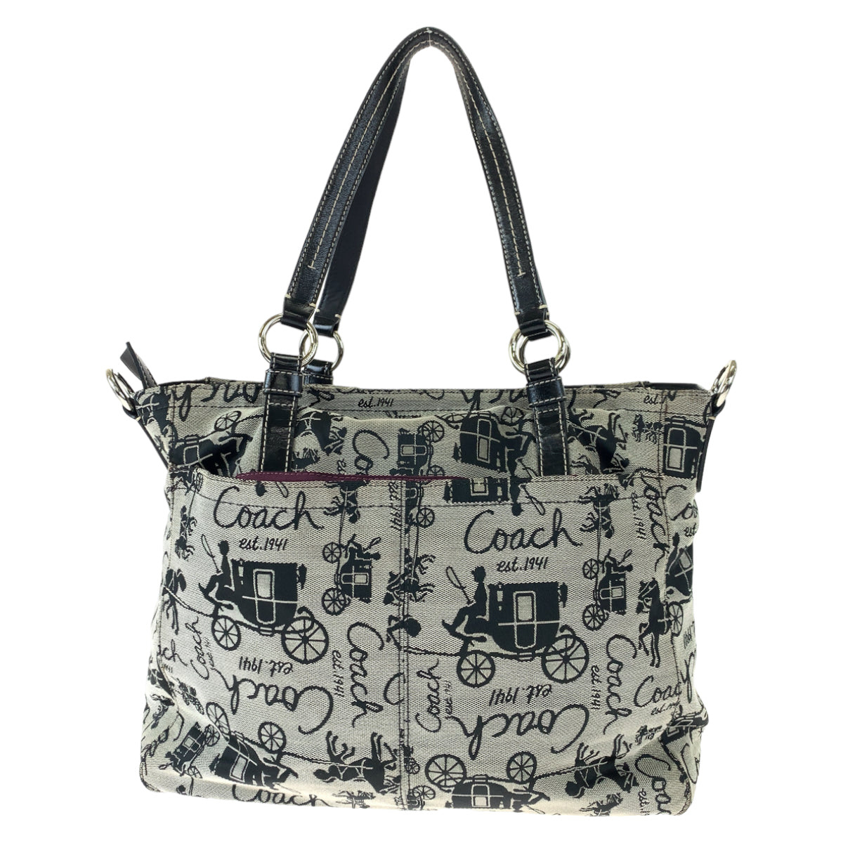 COACH コーチ ホースアンドキャリッジ グレー 灰色 キャンバス / レザー F14033 ハンドバッグ トートバッグ  レディース