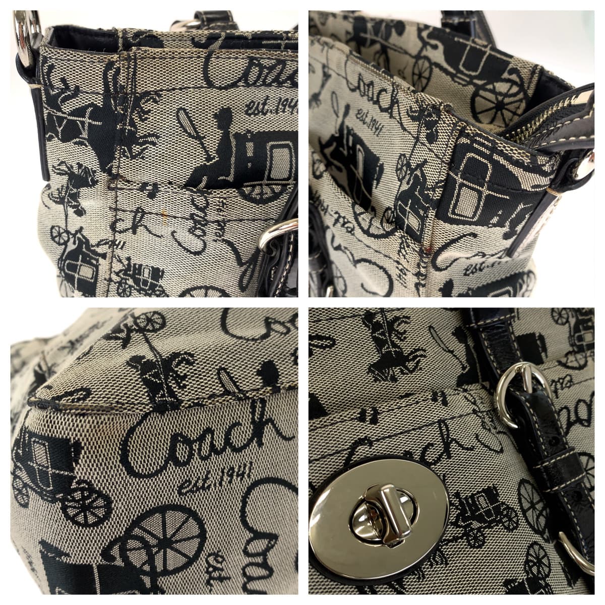 COACH コーチ ホースアンドキャリッジ グレー 灰色 キャンバス / レザー F14033 ハンドバッグ トートバッグ  レディース