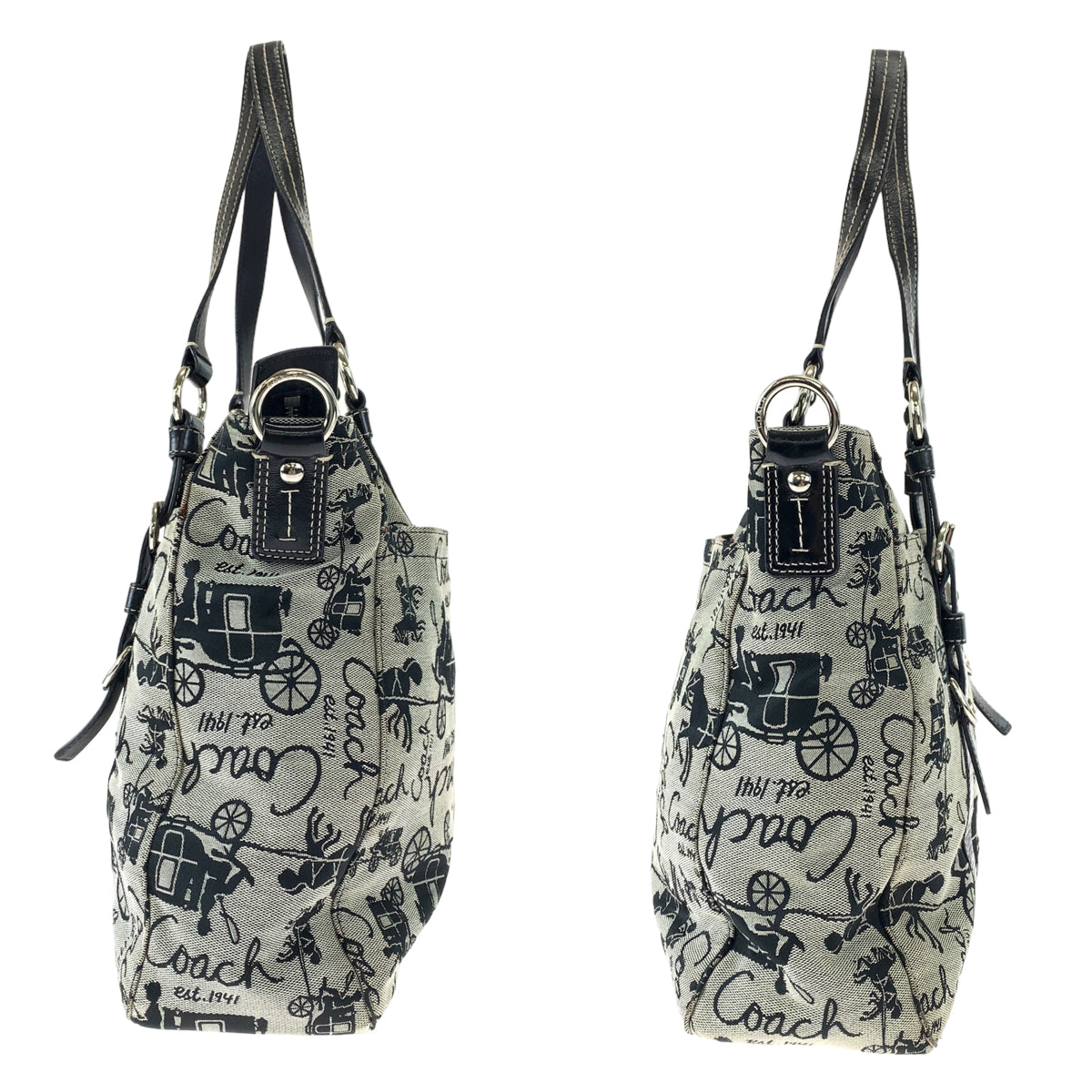 COACH コーチ ホースアンドキャリッジ グレー 灰色 キャンバス / レザー F14033 ハンドバッグ トートバッグ  レディース