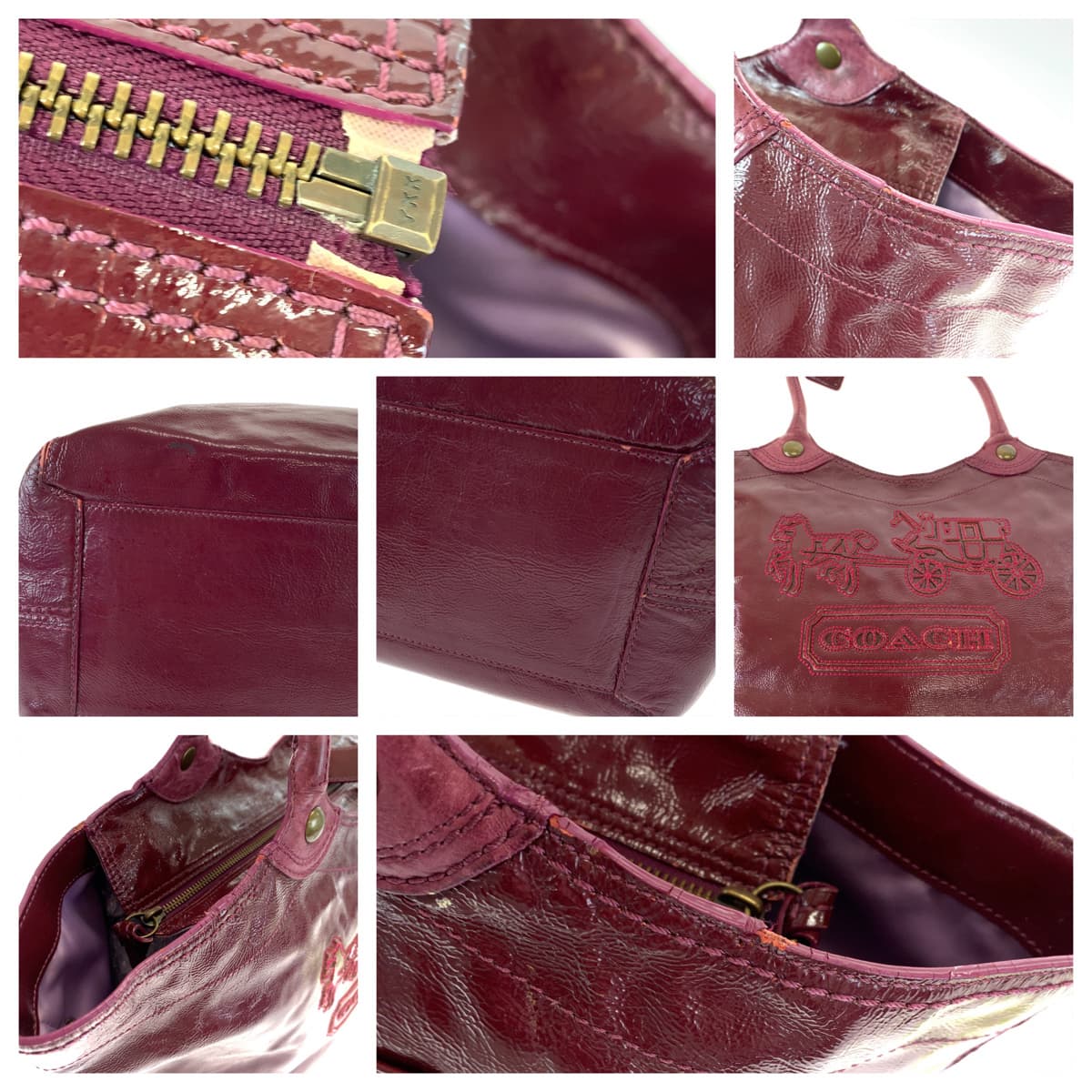 COACH コーチ パープル 紫 パテントレザー 12403 トートバッグ ハンドバッグ  レディース