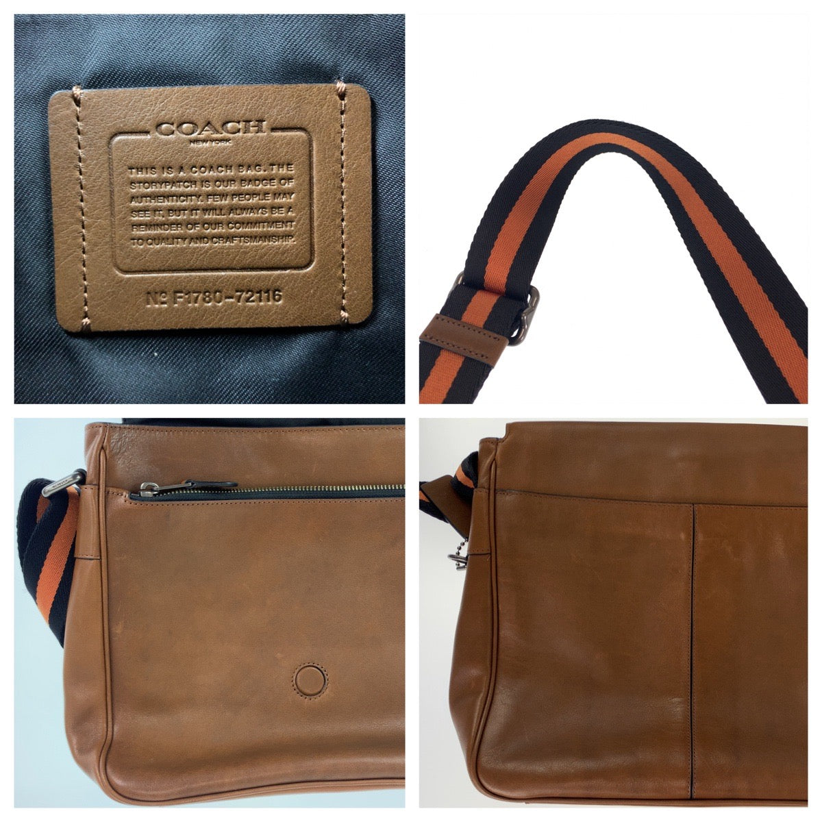 COACH コーチ ブラウン 茶 レザー 72116 ショルダーバッグ 斜め掛け  メンズ