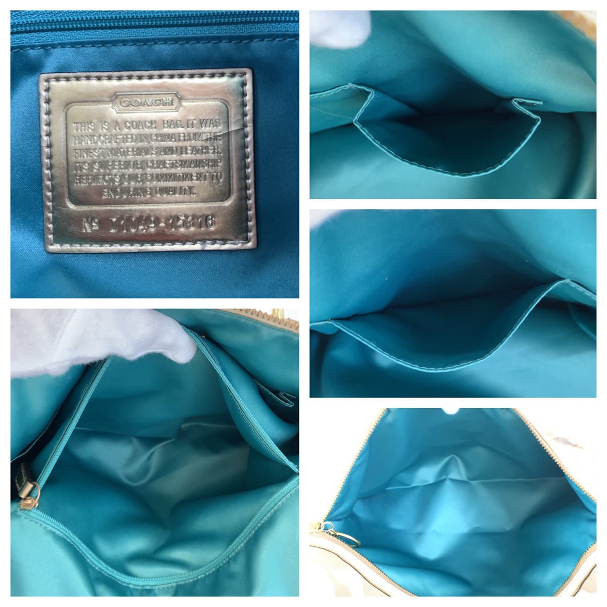 COACH コーチ ポピー シグネチャー ベージュ ゴールド サテン 15316 トートバッグ ハンドバッグ  レディース