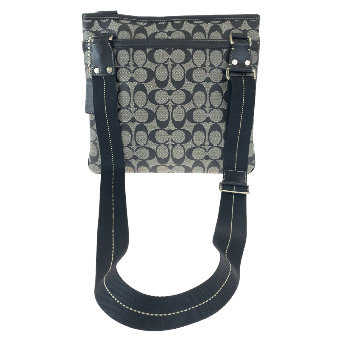 COACH コーチ シグネチャー ヘリテージ ストライプ ブラック 黒 レザー F70591 ショルダーバッグ 斜め掛け  レディース
