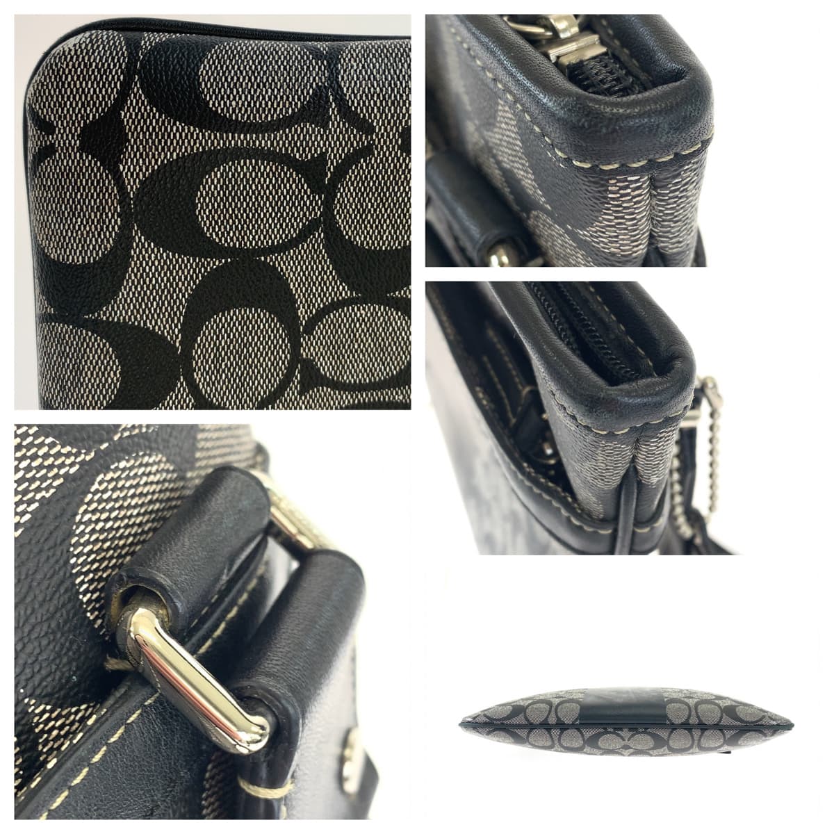 COACH コーチ シグネチャー ヘリテージ ストライプ ブラック 黒 レザー F70591 ショルダーバッグ 斜め掛け  レディース