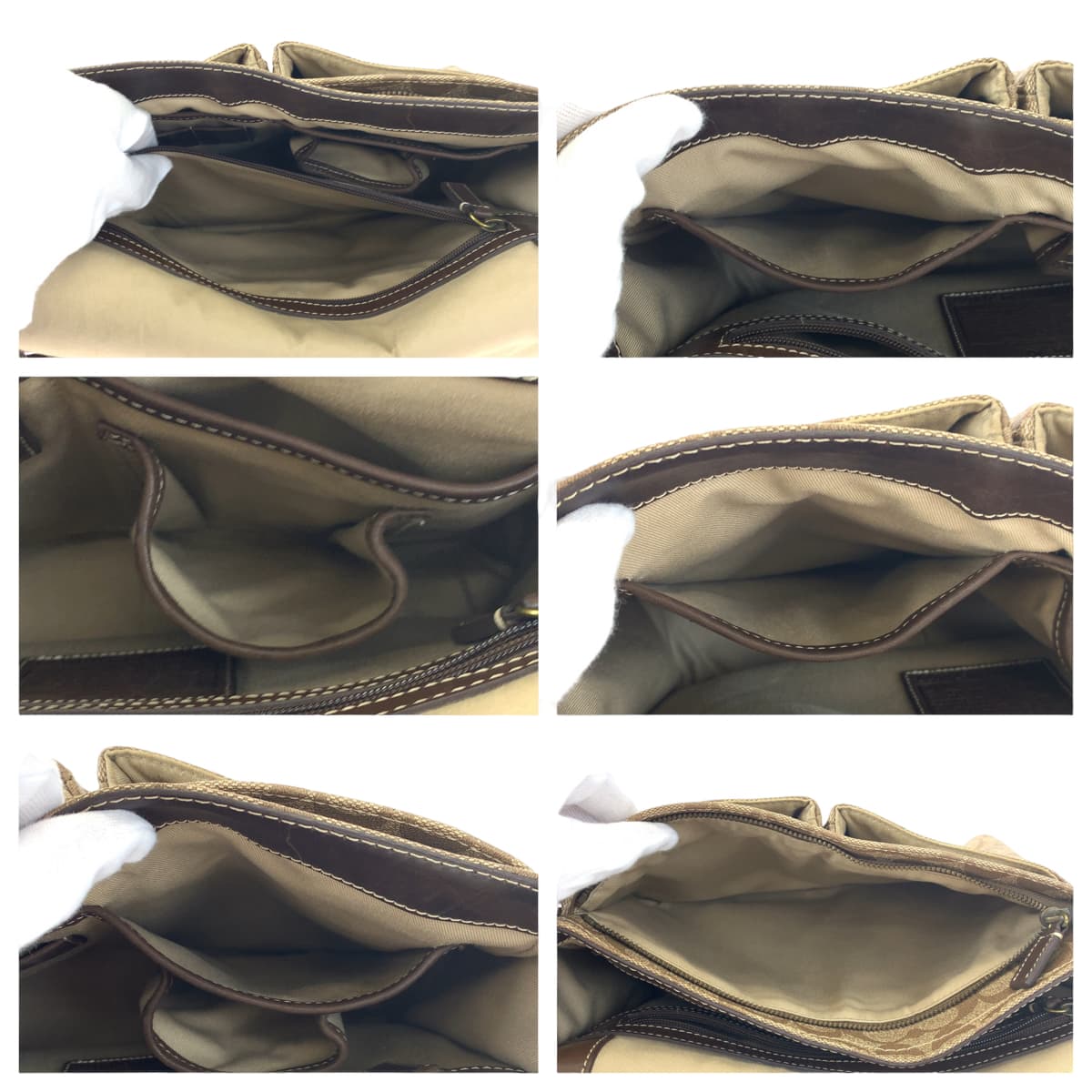 COACH コーチ シグネチャー ヘリテージ ストライプ ブラウン 茶 ゴールド金具 PVC F70077 ショルダーバッグ 斜め掛け  メンズ