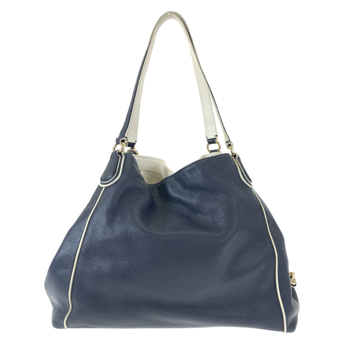 COACH コーチ ネイビー 紺 ホワイト 白 レザー 34969 トートバッグ ハンドバッグ  レディース