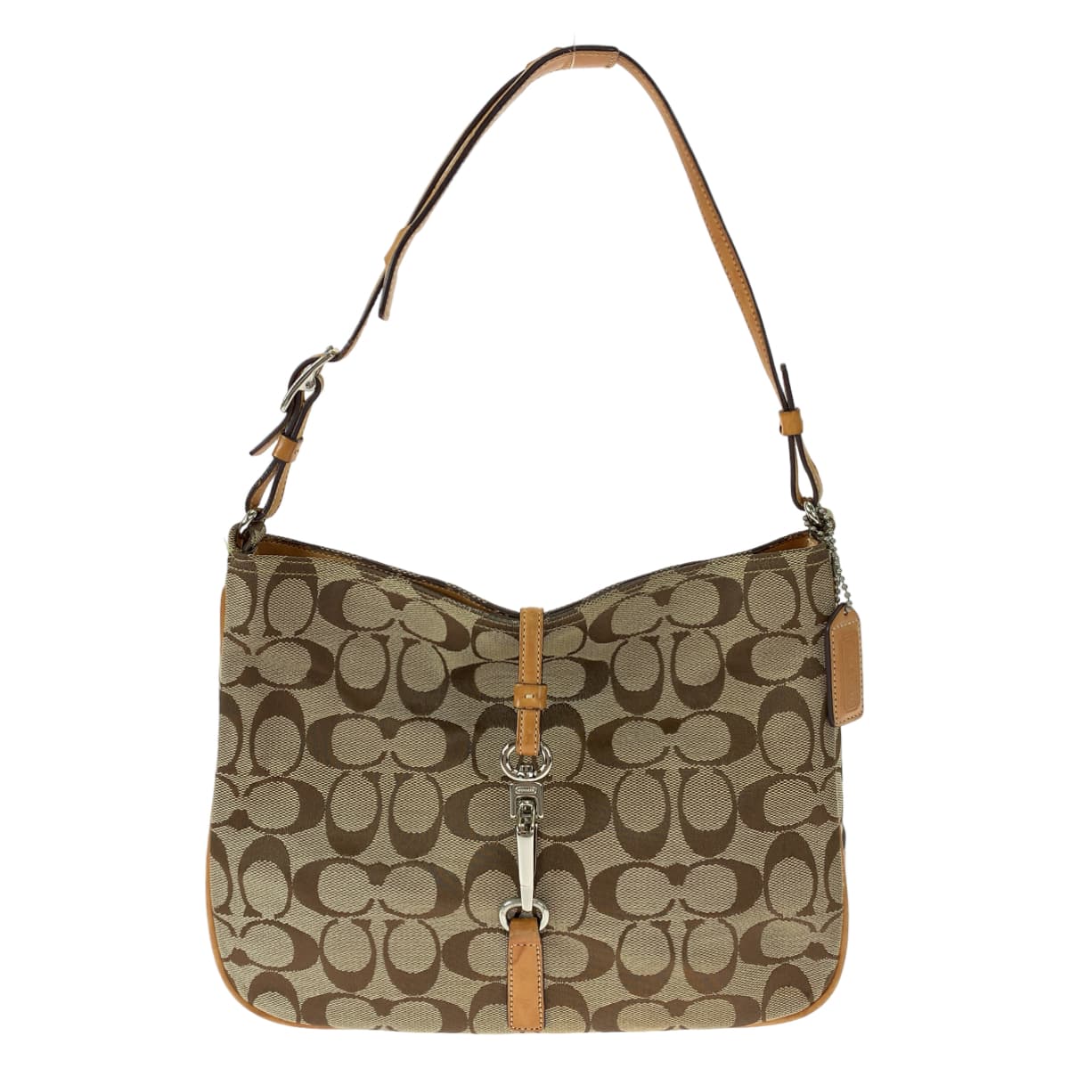 COACH コーチ シグネチャー クリップホーボー ブラウン 茶 キャンバス 6091 ショルダーバッグ ハンドバッグ  レディース