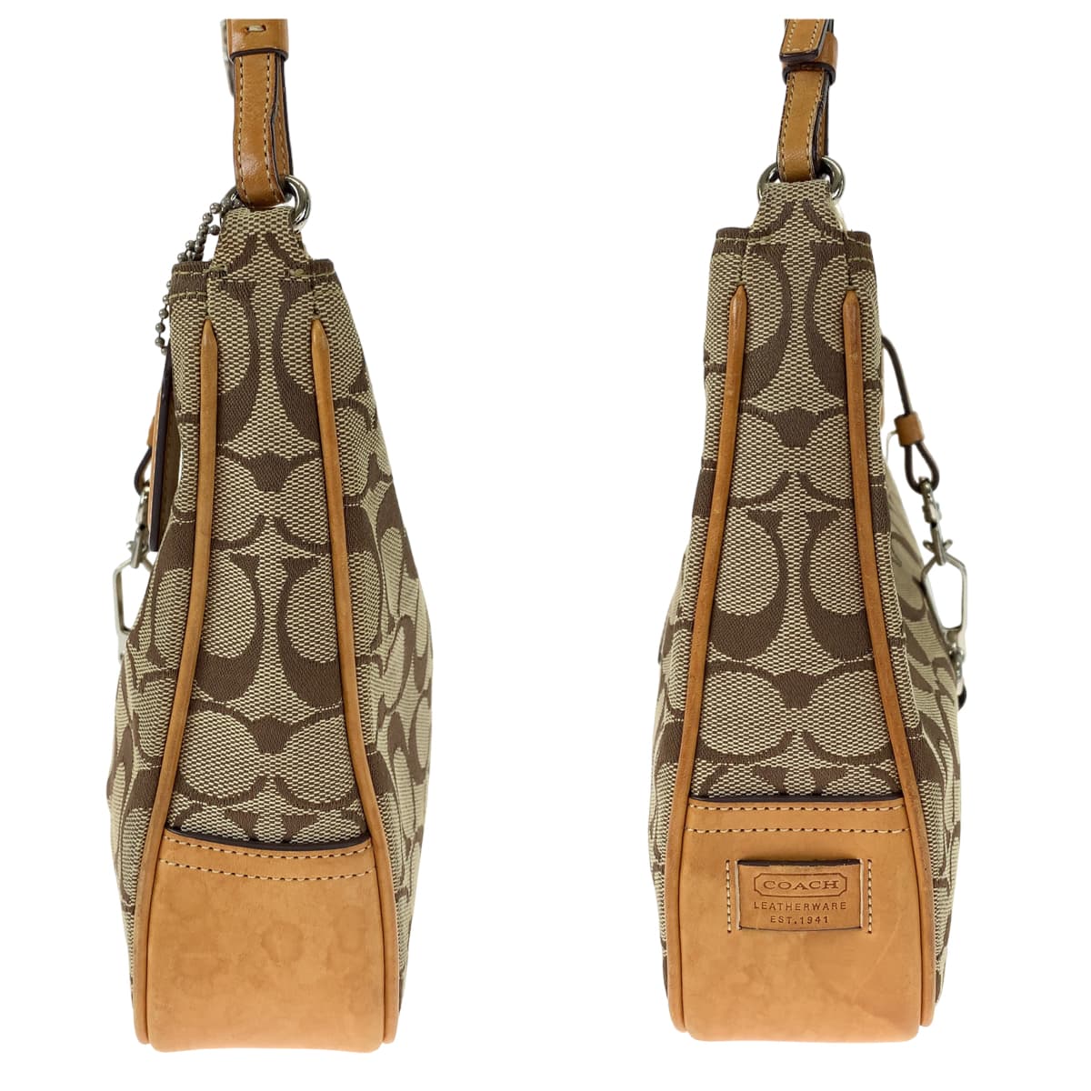 COACH コーチ シグネチャー クリップホーボー ブラウン 茶 キャンバス 6091 ショルダーバッグ ハンドバッグ  レディース