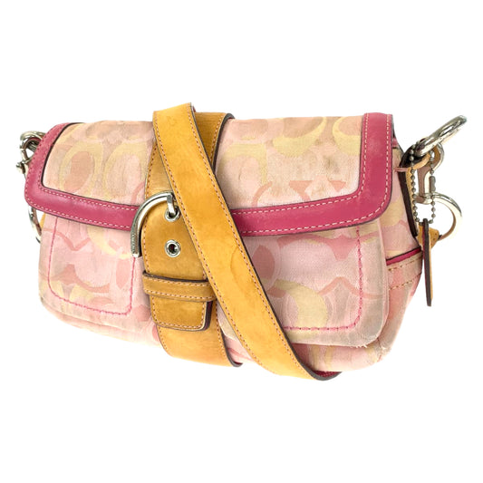 COACH コーチ オプティックシグネチャー ピンク ブラウン 茶 キャンバス 1854 ショルダーバッグ 斜め掛け  レディース