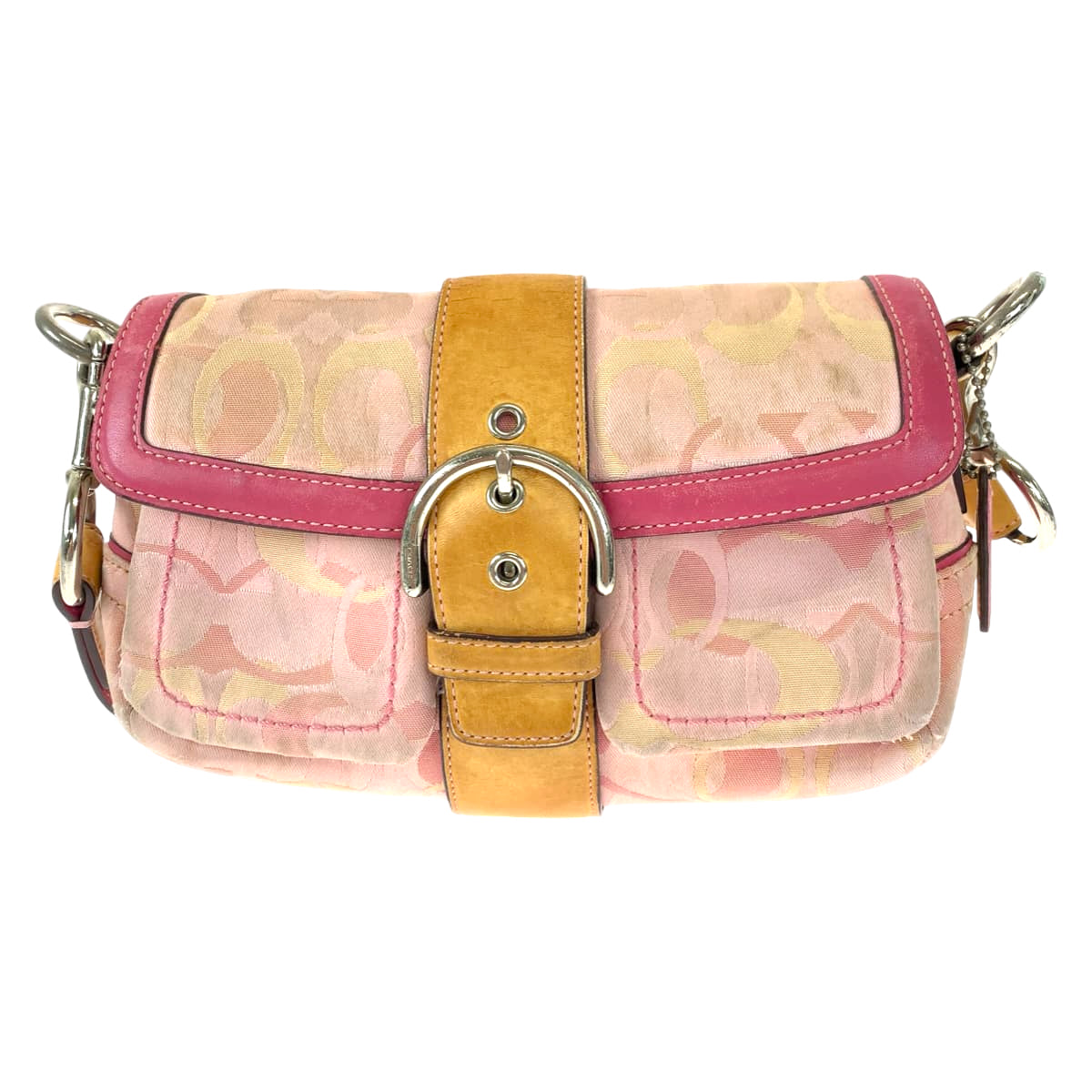 COACH コーチ オプティックシグネチャー ピンク ブラウン 茶 キャンバス 1854 ショルダーバッグ 斜め掛け  レディース