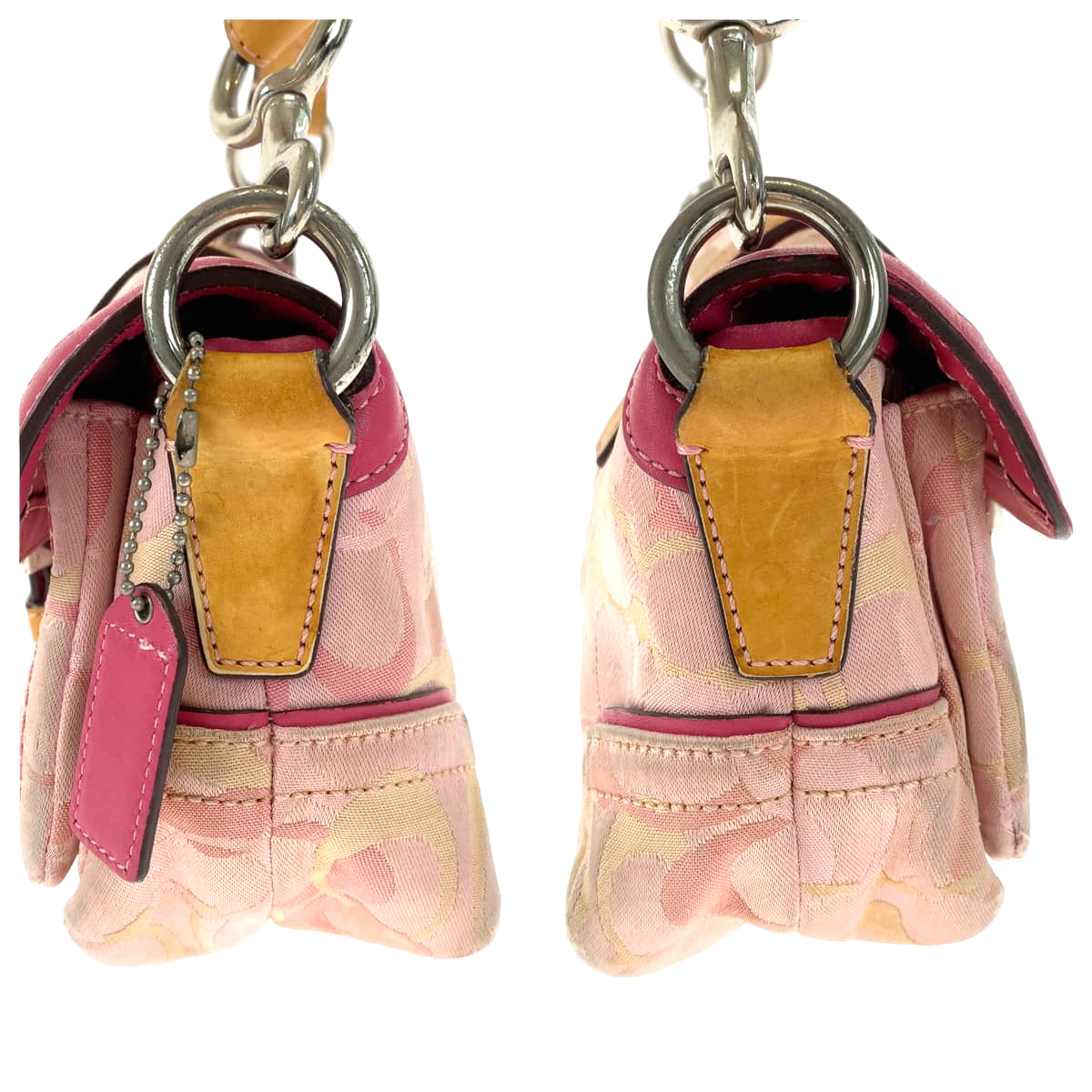 COACH コーチ オプティックシグネチャー ピンク ブラウン 茶 キャンバス 1854 ショルダーバッグ 斜め掛け  レディース