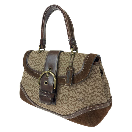 COACH コーチ ソーホー シグネチャー ブラウン 茶 ゴールド金具 キャンバス / スウェード 7078 ハンドバッグ トートバッグ  レディース