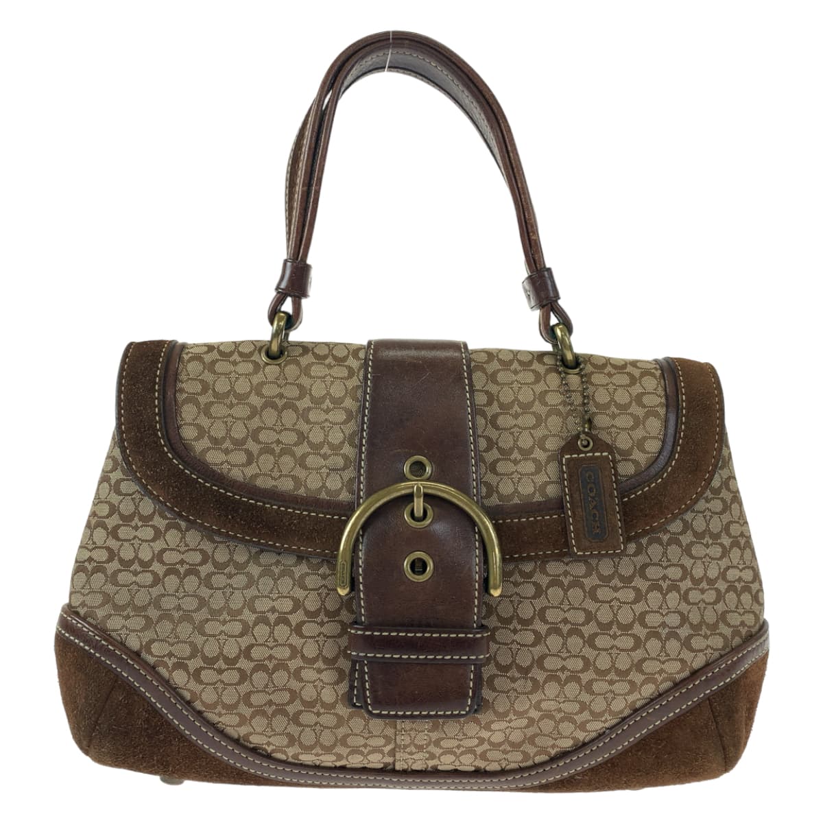 COACH コーチ ソーホー シグネチャー ブラウン 茶 ゴールド金具 キャンバス / スウェード 7078 ハンドバッグ トートバッグ  レディース