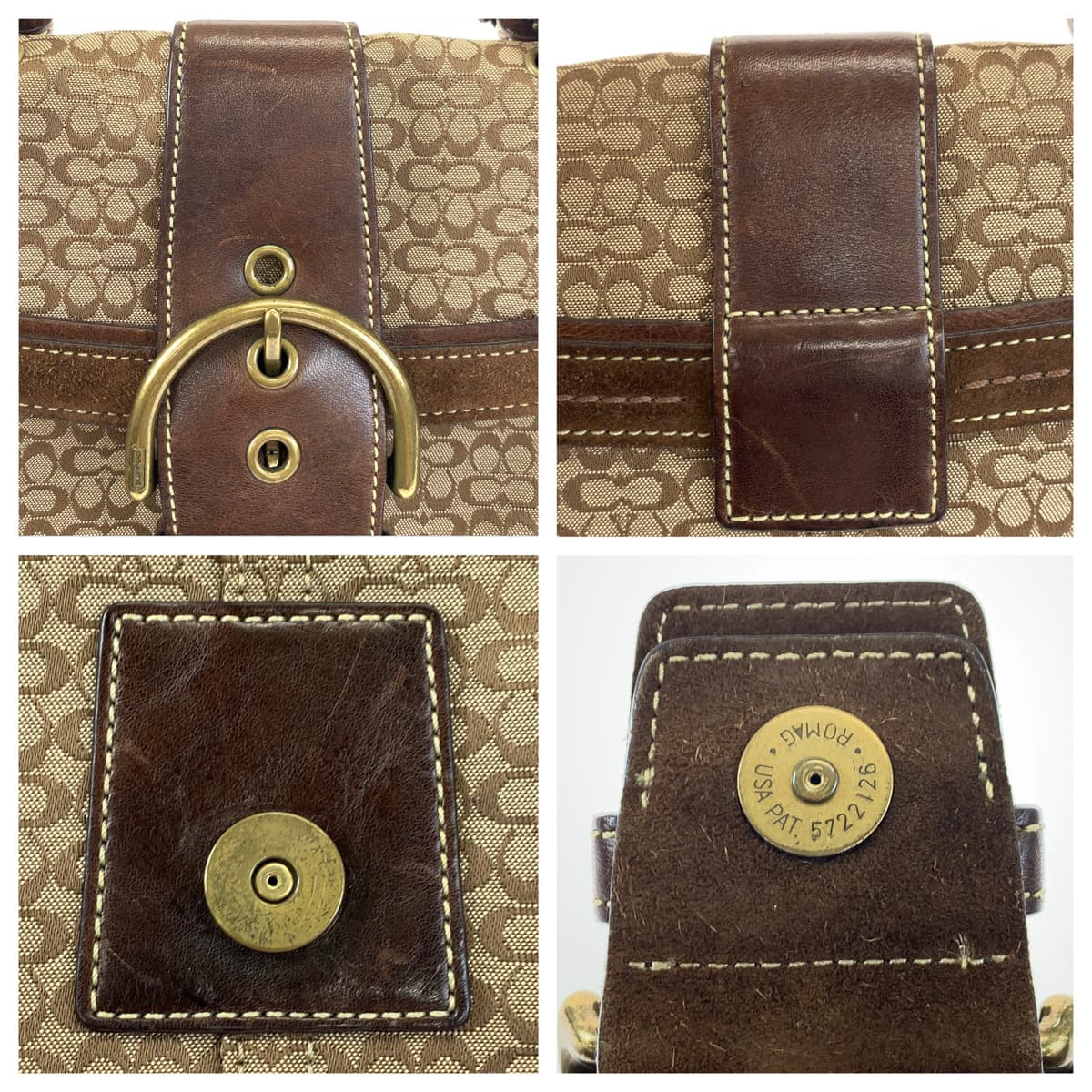 COACH コーチ ソーホー シグネチャー ブラウン 茶 ゴールド金具 キャンバス / スウェード 7078 ハンドバッグ トートバッグ  レディース