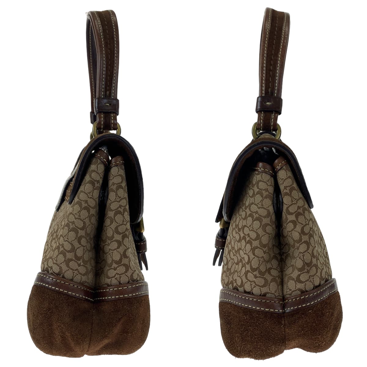 COACH コーチ ソーホー シグネチャー ブラウン 茶 ゴールド金具 キャンバス / スウェード 7078 ハンドバッグ トートバッグ  レディース