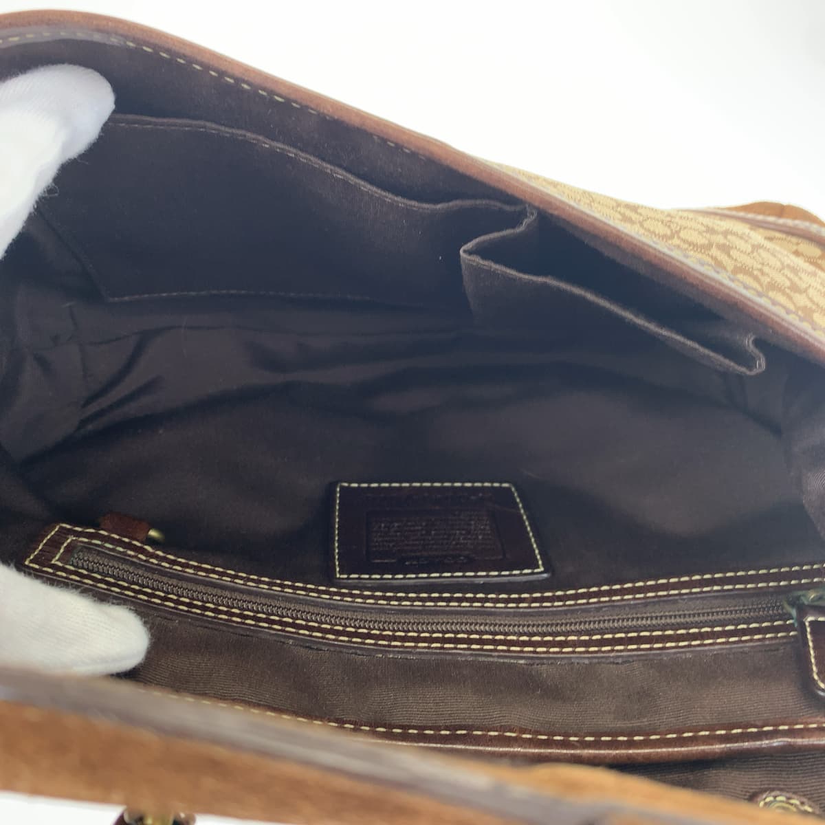 COACH コーチ ソーホー シグネチャー ブラウン 茶 ゴールド金具 キャンバス / スウェード 7078 ハンドバッグ トートバッグ  レディース