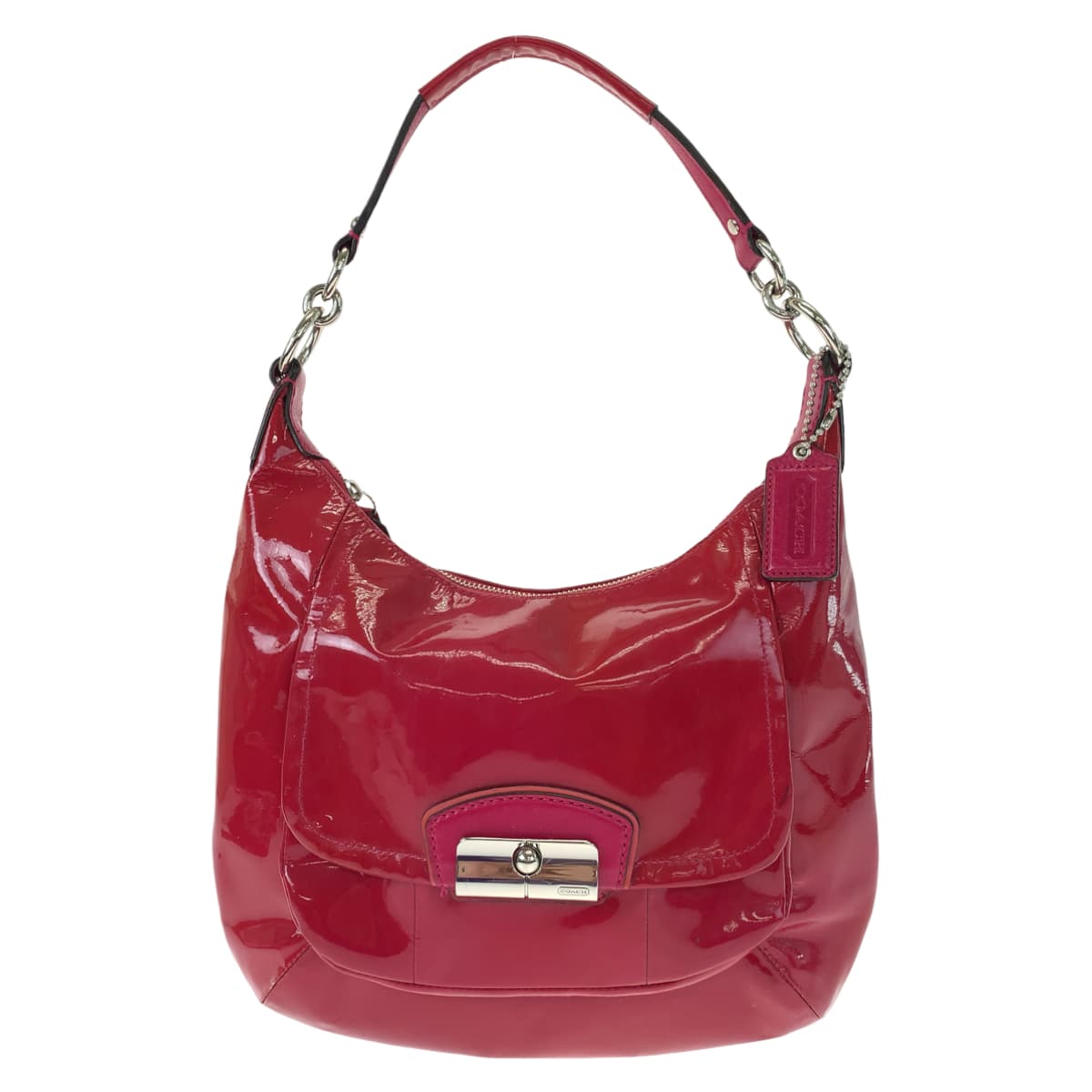 COACH コーチ クリスティン レッド 赤 シルバー金具 パテントレザー 19299 ショルダーバック トートバック 2way  レディース