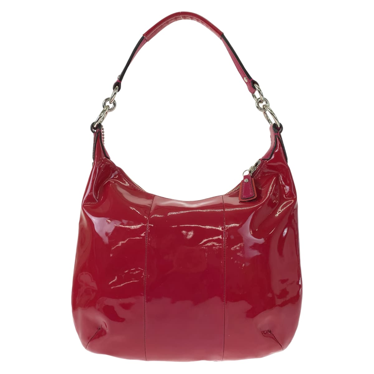 COACH コーチ クリスティン レッド 赤 シルバー金具 パテントレザー 19299 ショルダーバック トートバック 2way  レディース