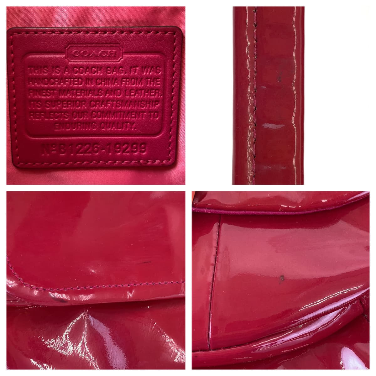 COACH コーチ クリスティン レッド 赤 シルバー金具 パテントレザー 19299 ショルダーバック トートバック 2way  レディース