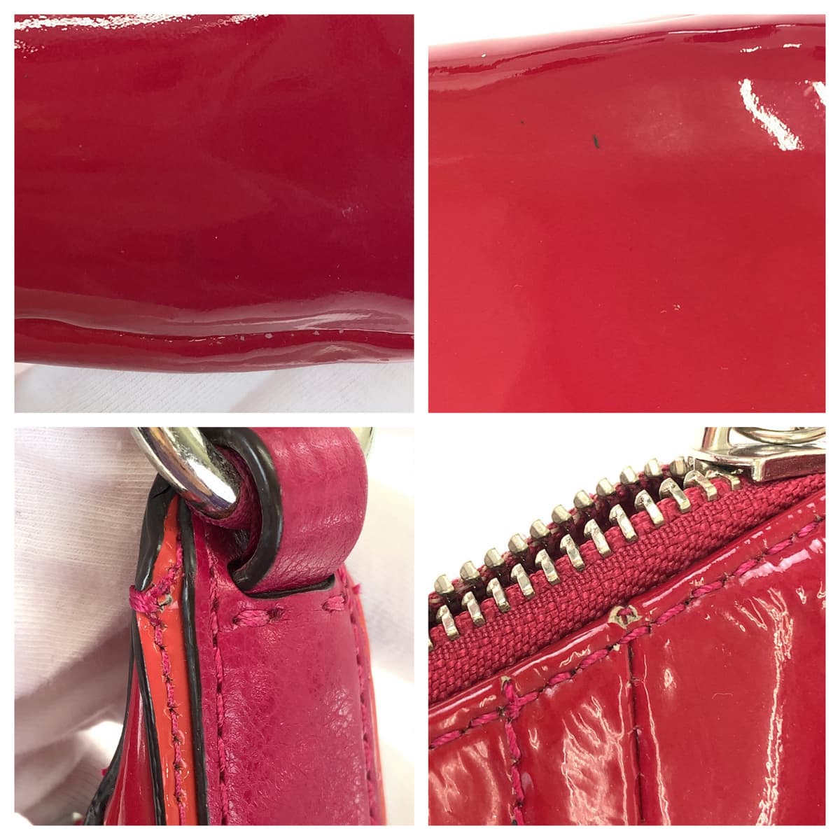 COACH コーチ クリスティン レッド 赤 シルバー金具 パテントレザー 19299 ショルダーバック トートバック 2way  レディース