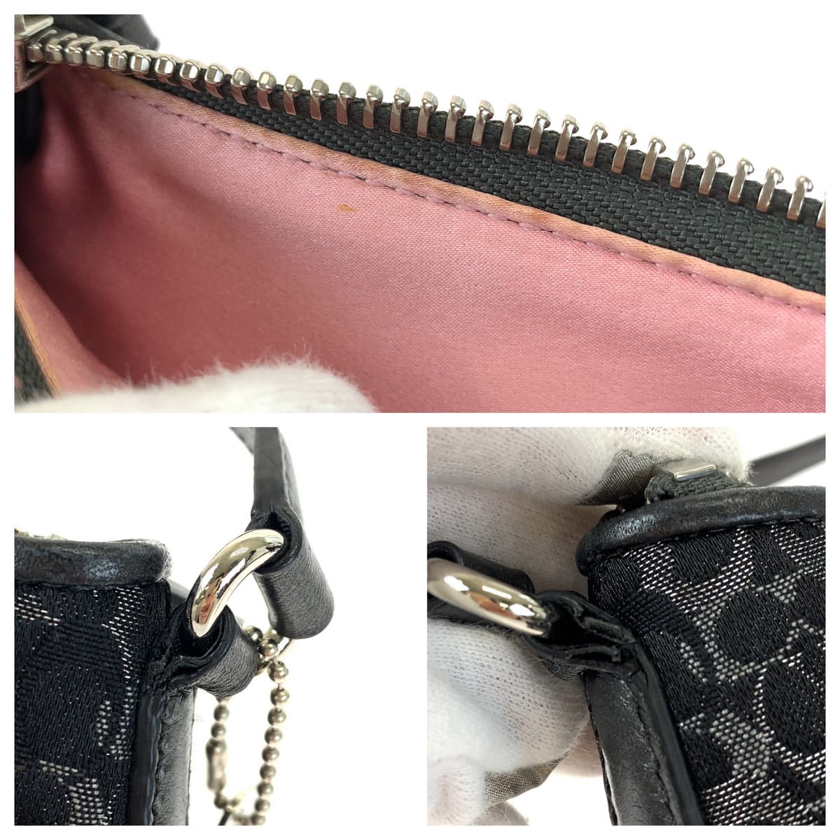 COACH コーチ シグネチャー ブラック 黒 キャンバス ハンドバッグ アクセサリーポーチ  レディース
