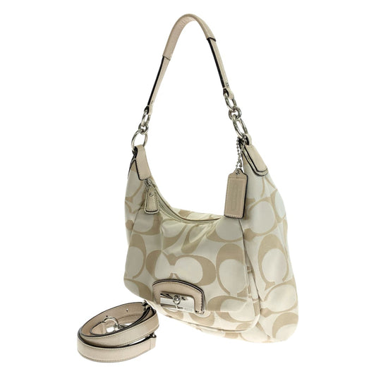 COACH コーチ シグネチャー ベージュ シルバー金具 キャンバス 19335 ショルダーバッグ ハンドバッグ 2way  レディース