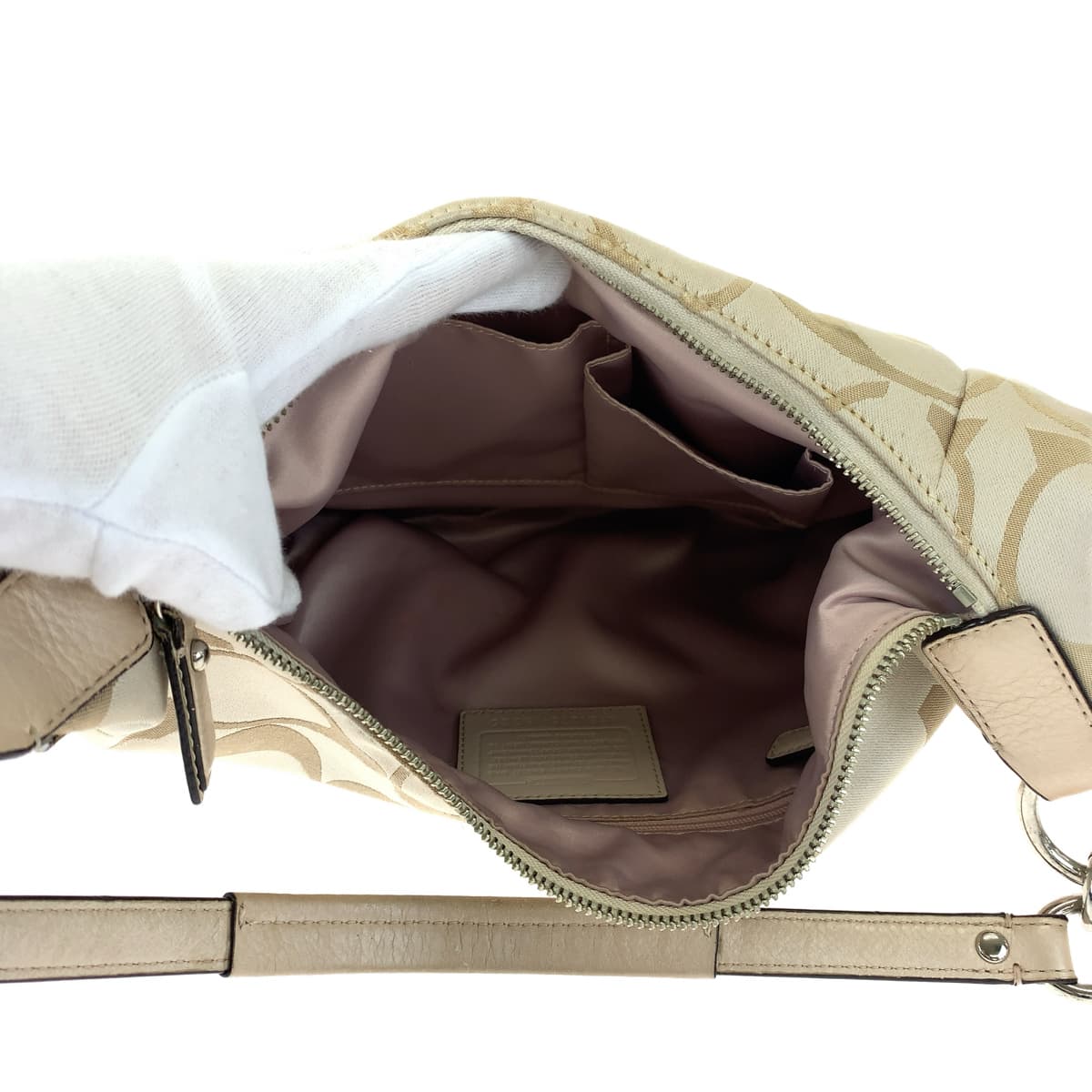 COACH コーチ シグネチャー ベージュ シルバー金具 キャンバス 19335 ショルダーバッグ ハンドバッグ 2way  レディース
