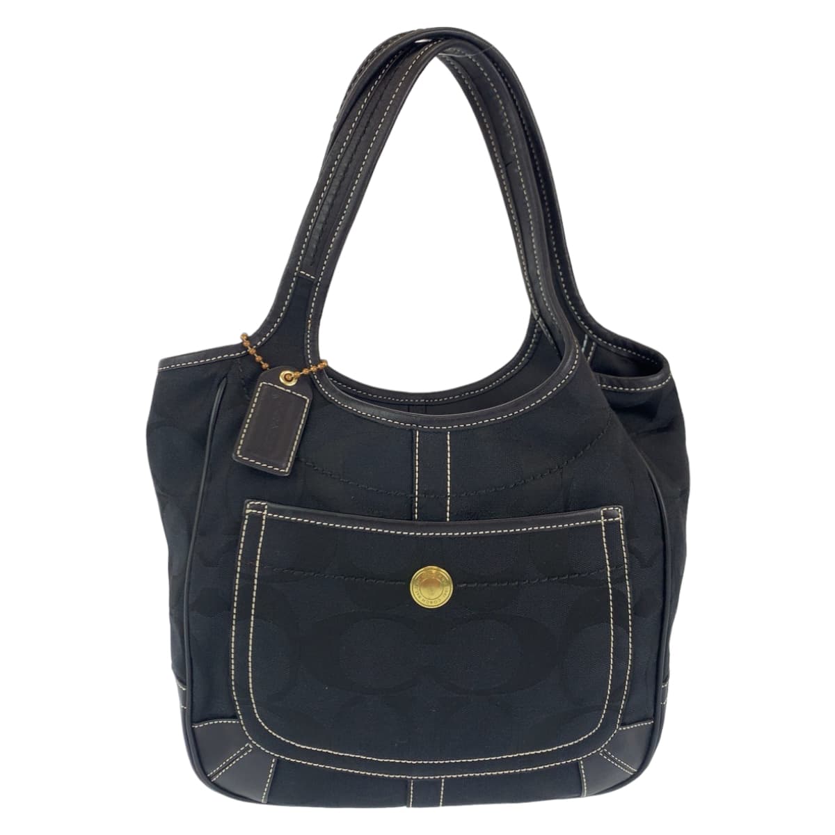 COACH コーチ シグネチャー ブラック 黒 キャンバス / レザー 10766 トートバッグ ハンドバッグ  レディース