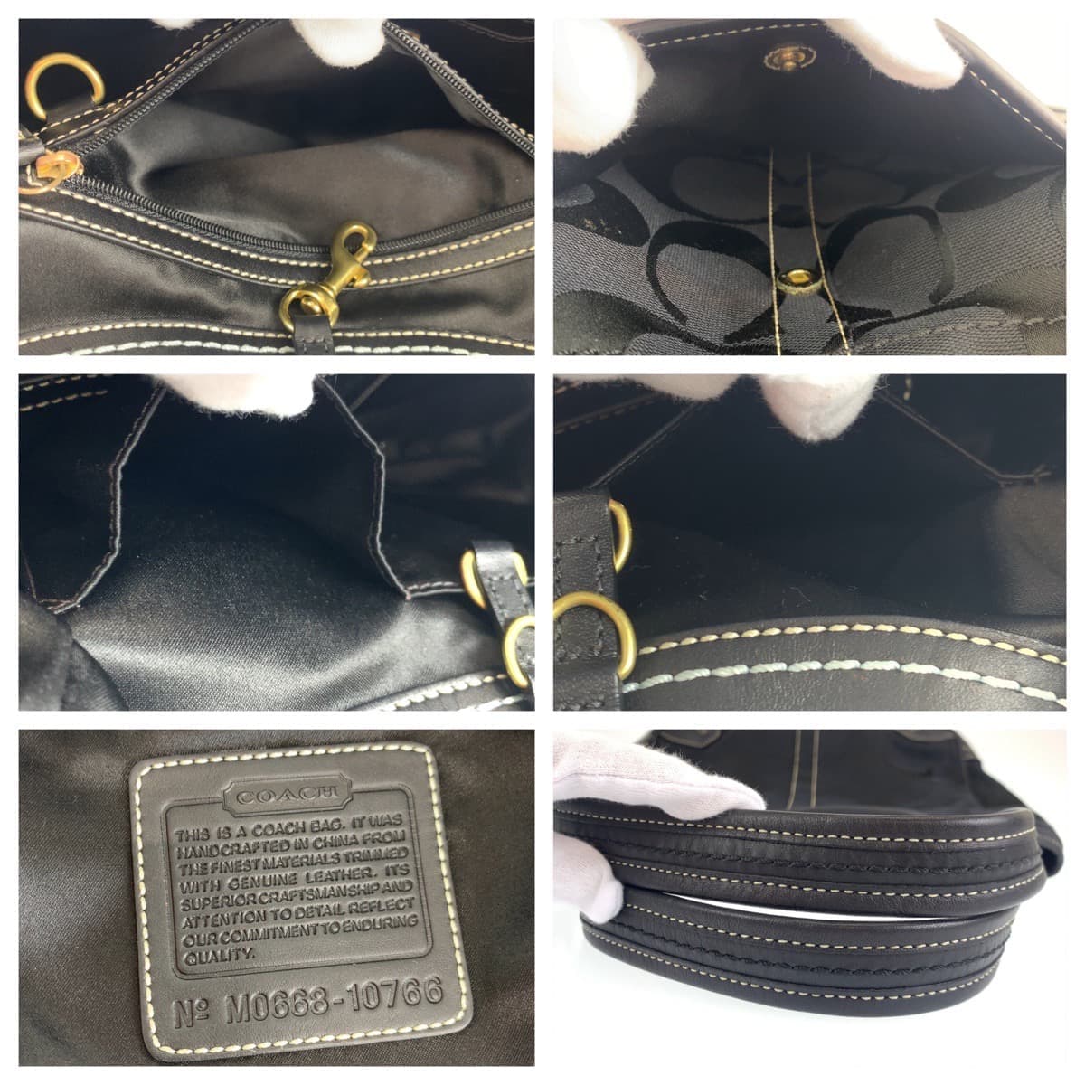 COACH コーチ シグネチャー ブラック 黒 キャンバス / レザー 10766 トートバッグ ハンドバッグ  レディース