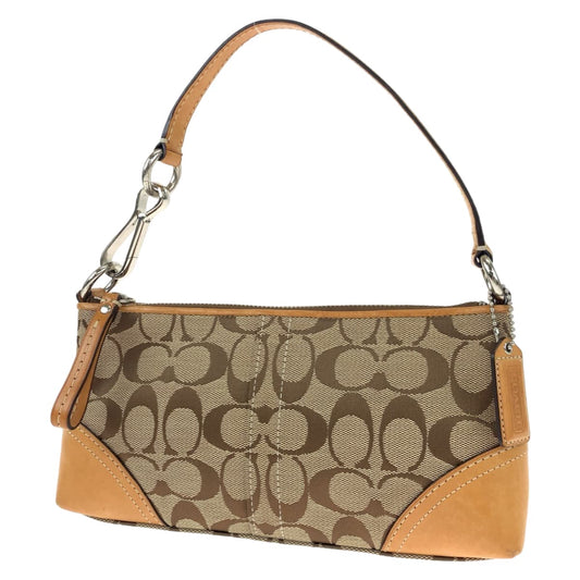 COACH コーチ シグネチャー ベージュ キャンバス / レザー 10239 ハンドバッグ アクセサリーポーチ  レディース