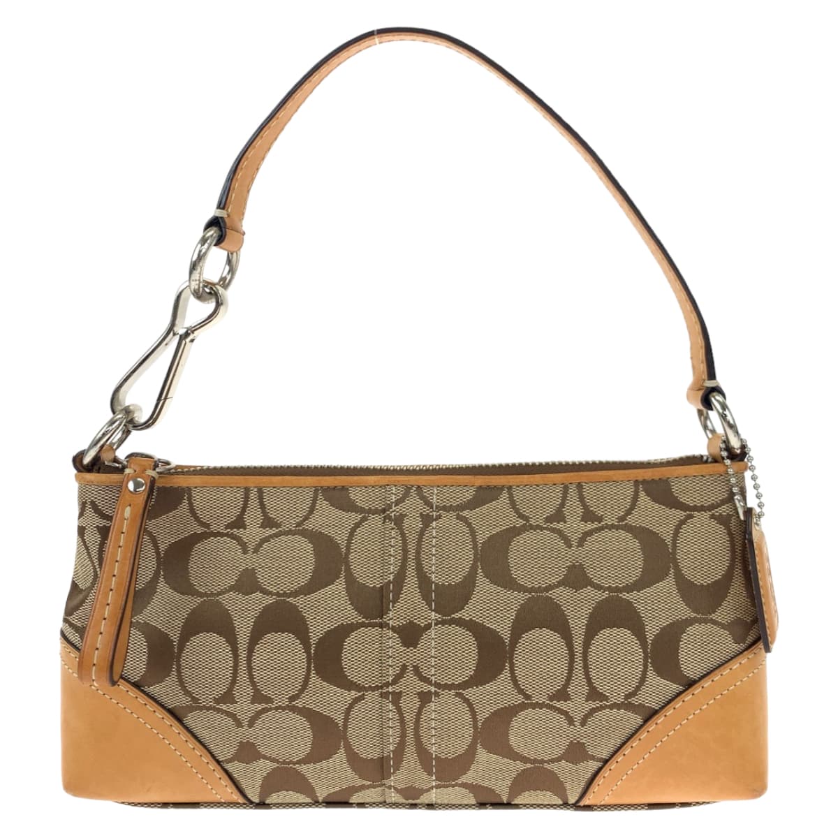 COACH コーチ シグネチャー ベージュ キャンバス / レザー 10239 ハンドバッグ アクセサリーポーチ  レディース