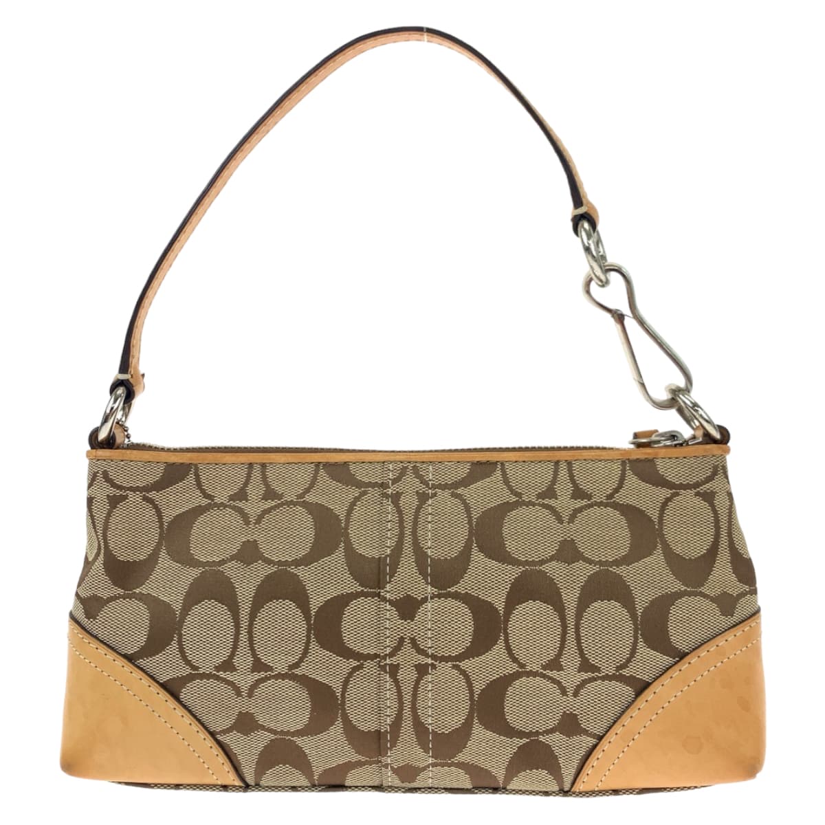 COACH コーチ シグネチャー ベージュ キャンバス / レザー 10239 ハンドバッグ アクセサリーポーチ  レディース