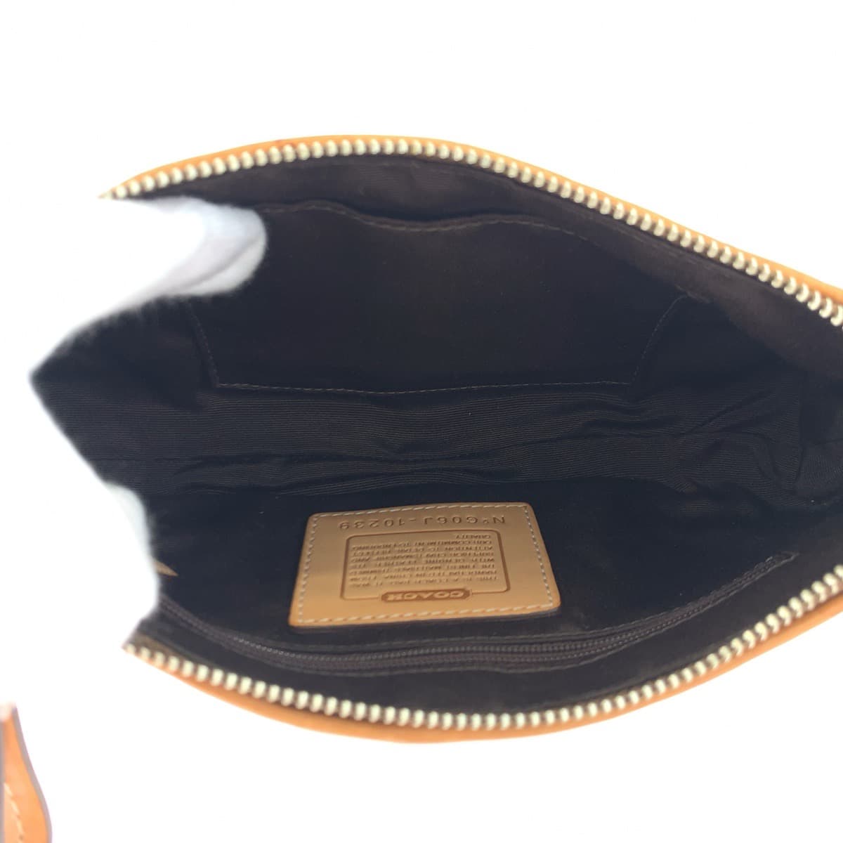COACH コーチ シグネチャー ベージュ キャンバス / レザー 10239 ハンドバッグ アクセサリーポーチ  レディース