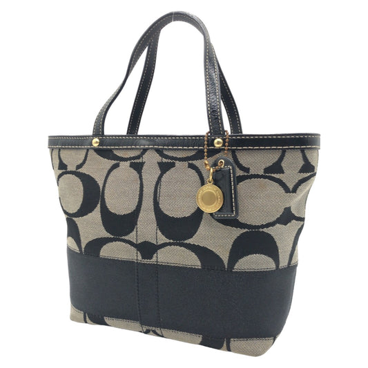 COACH コーチ シグネチャー ブラック 黒 ゴールド金具 キャンバス 10123 トートバッグ ハンドバッグ  レディース