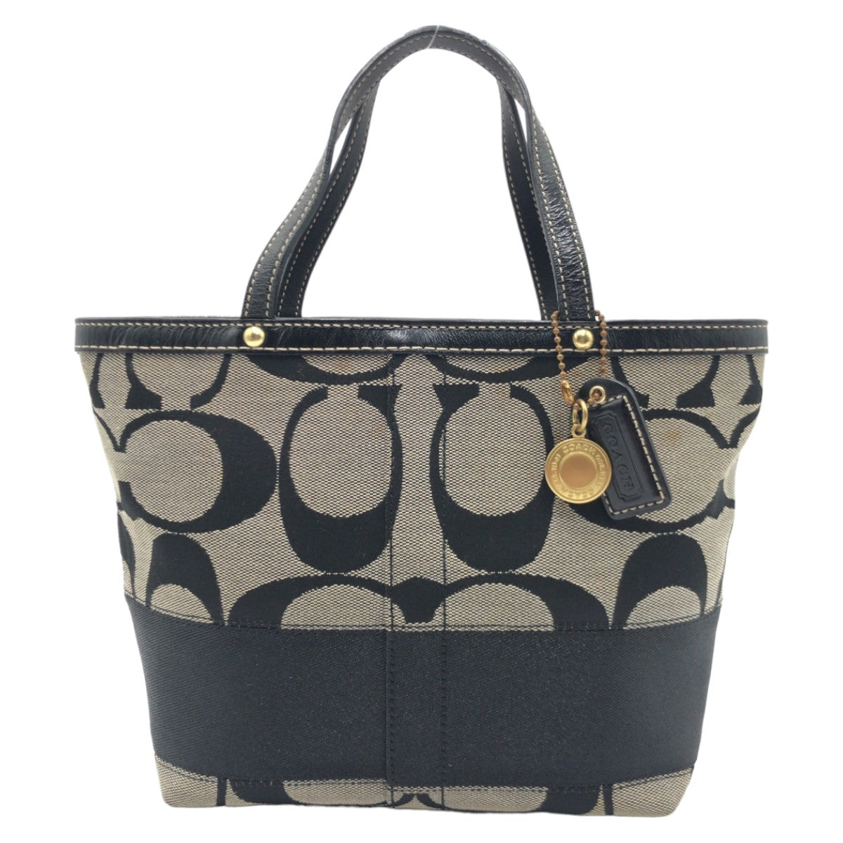 COACH コーチ シグネチャー ブラック 黒 ゴールド金具 キャンバス 10123 トートバッグ ハンドバッグ  レディース
