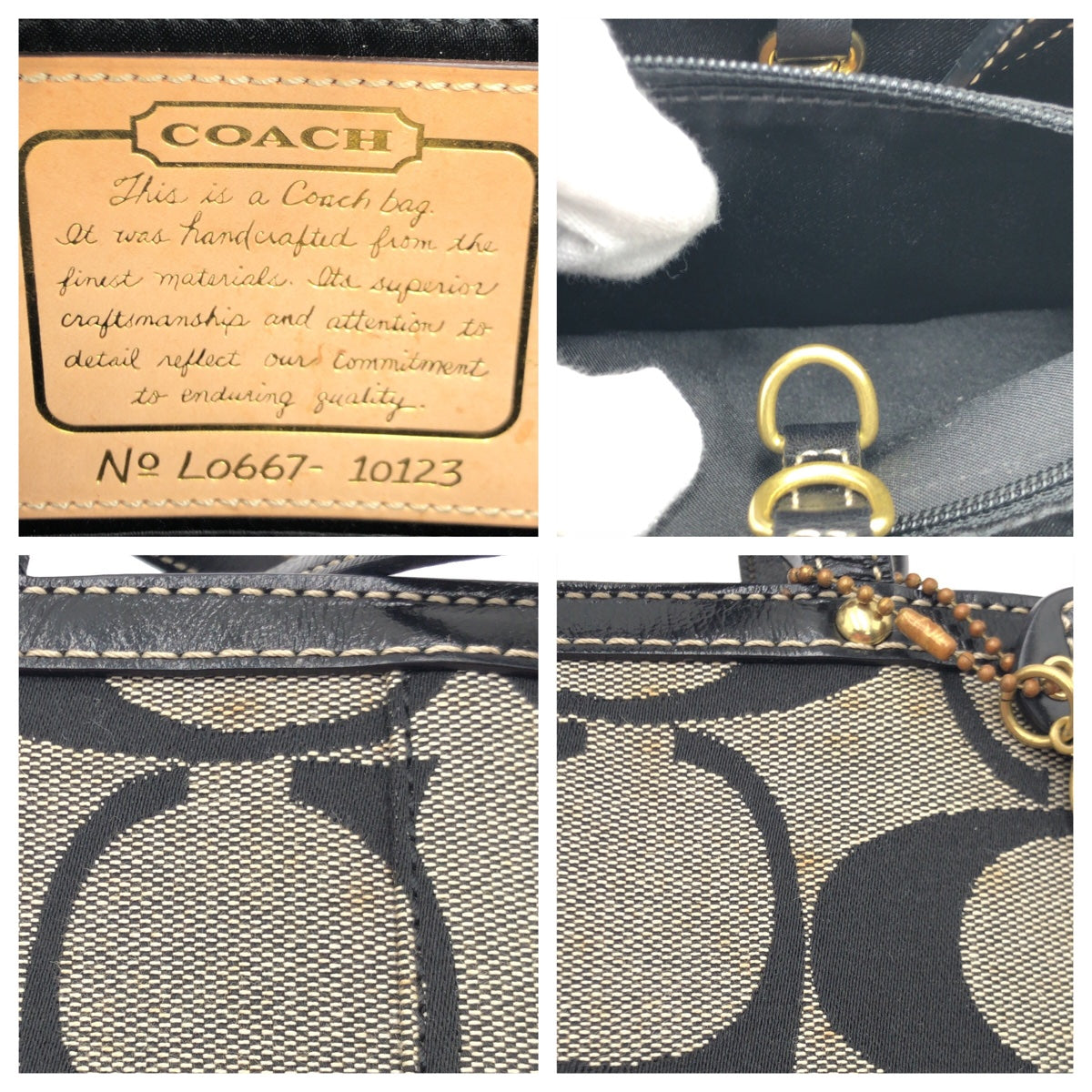 COACH コーチ シグネチャー ブラック 黒 ゴールド金具 キャンバス 10123 トートバッグ ハンドバッグ  レディース