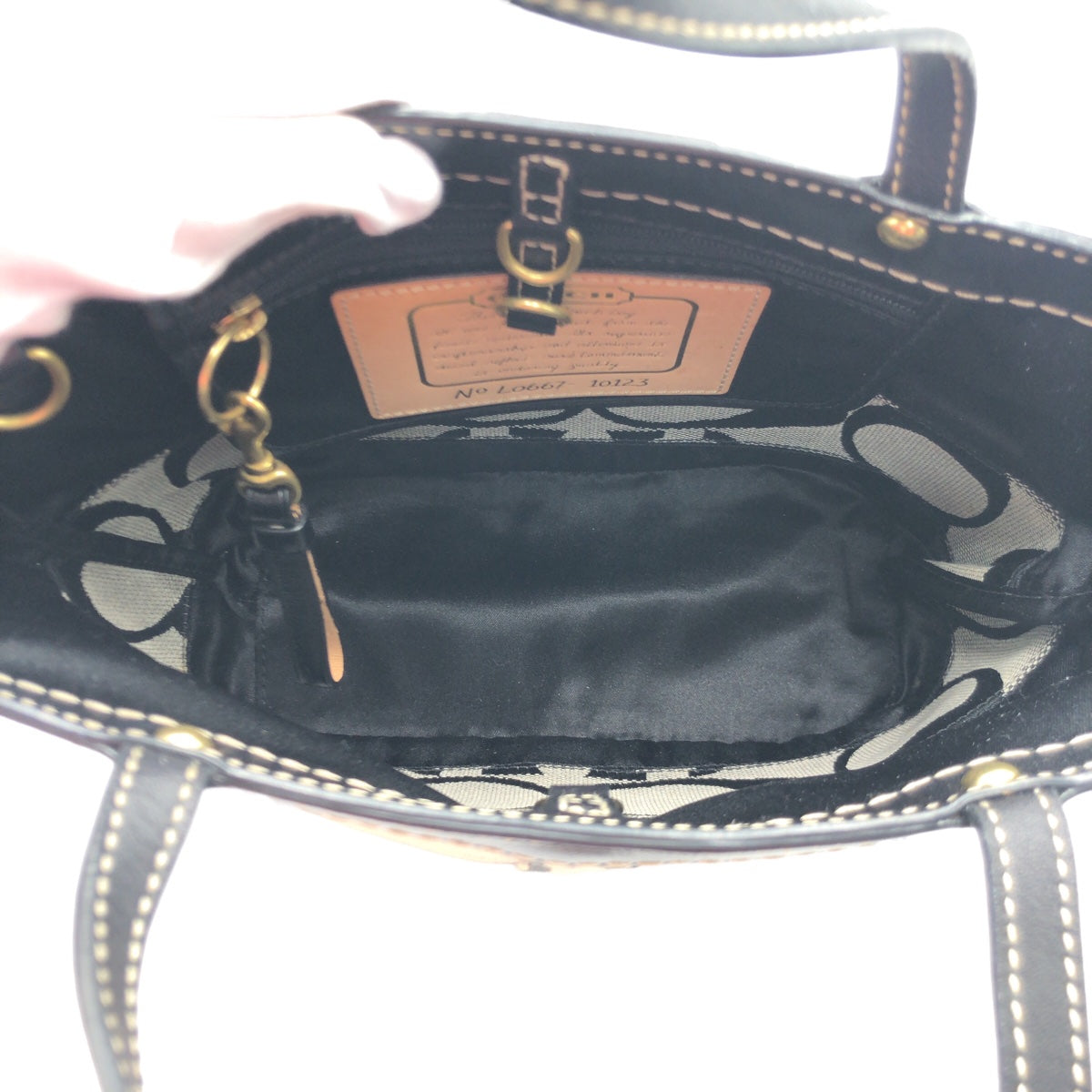 COACH コーチ シグネチャー ブラック 黒 ゴールド金具 キャンバス 10123 トートバッグ ハンドバッグ  レディース
