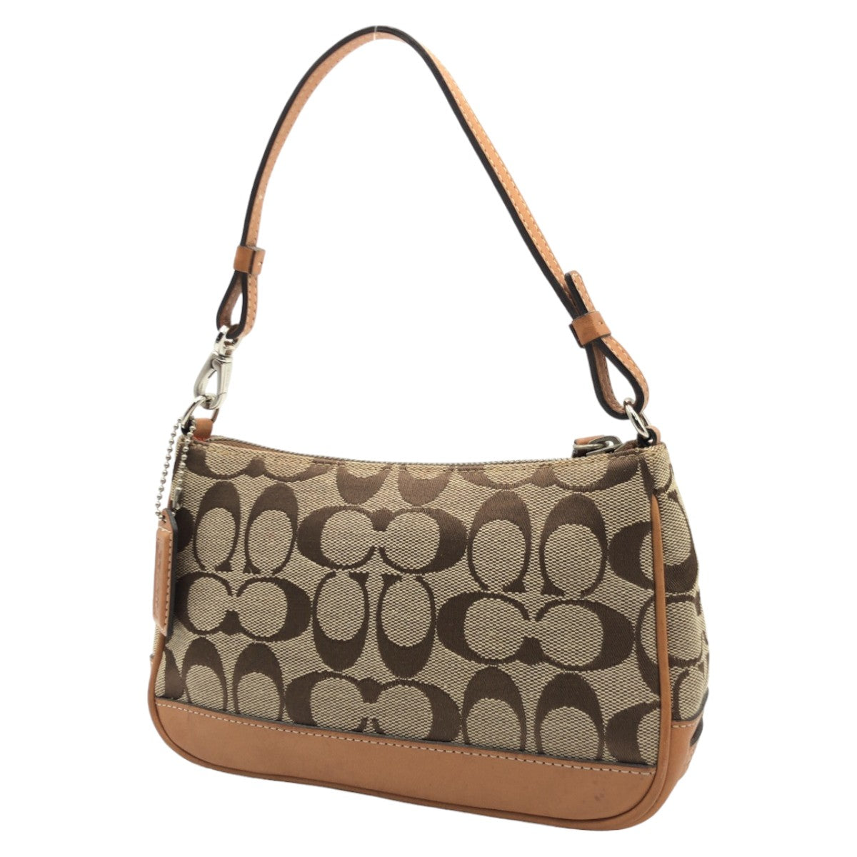 COACH コーチ シグネチャー ブラウン 茶 シルバー金具 キャンバス 6094 ハンドバッグ アクセサリーポーチ  レディース