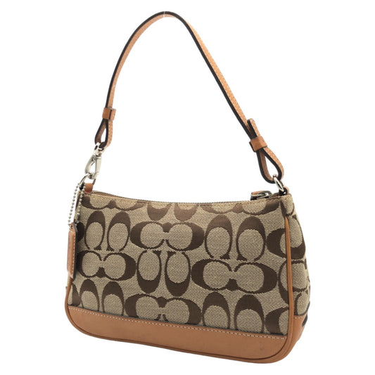 COACH コーチ シグネチャー ブラウン 茶 シルバー金具 キャンバス 6094 ハンドバッグ アクセサリーポーチ  レディース