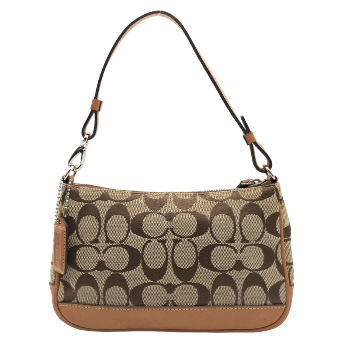 COACH コーチ シグネチャー ブラウン 茶 シルバー金具 キャンバス 6094 ハンドバッグ アクセサリーポーチ  レディース