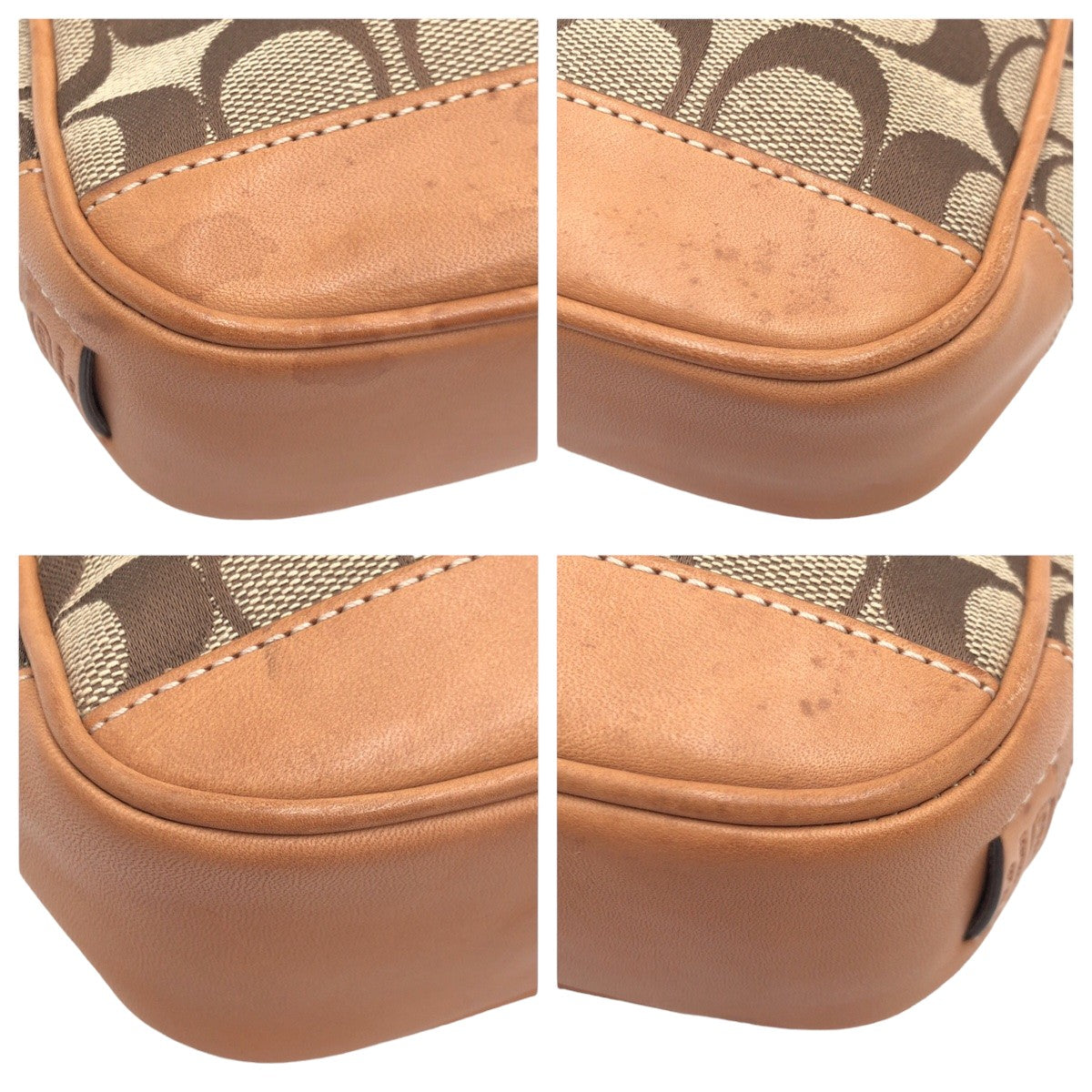 COACH コーチ シグネチャー ブラウン 茶 シルバー金具 キャンバス 6094 ハンドバッグ アクセサリーポーチ  レディース