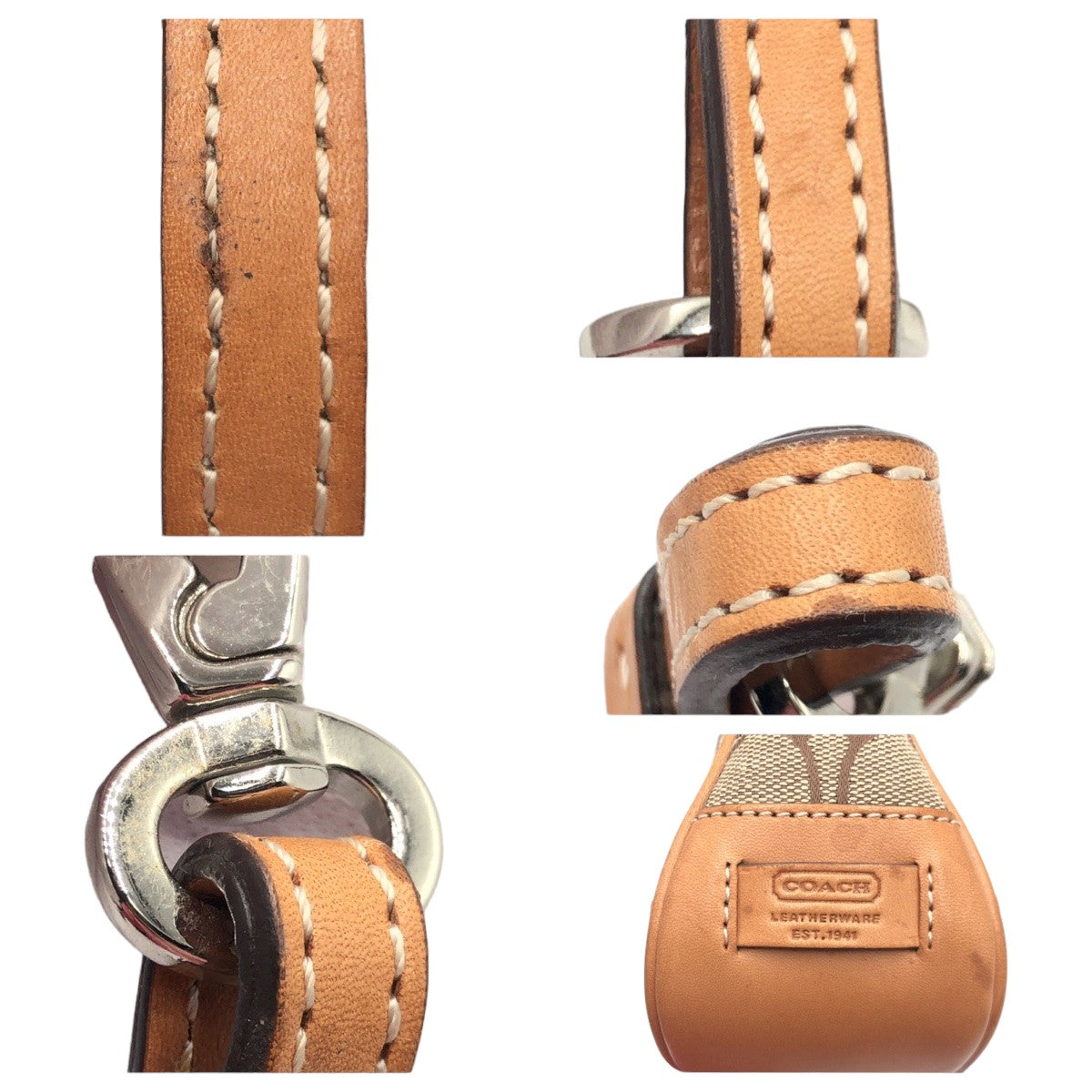 COACH コーチ シグネチャー ブラウン 茶 シルバー金具 キャンバス 6094 ハンドバッグ アクセサリーポーチ  レディース